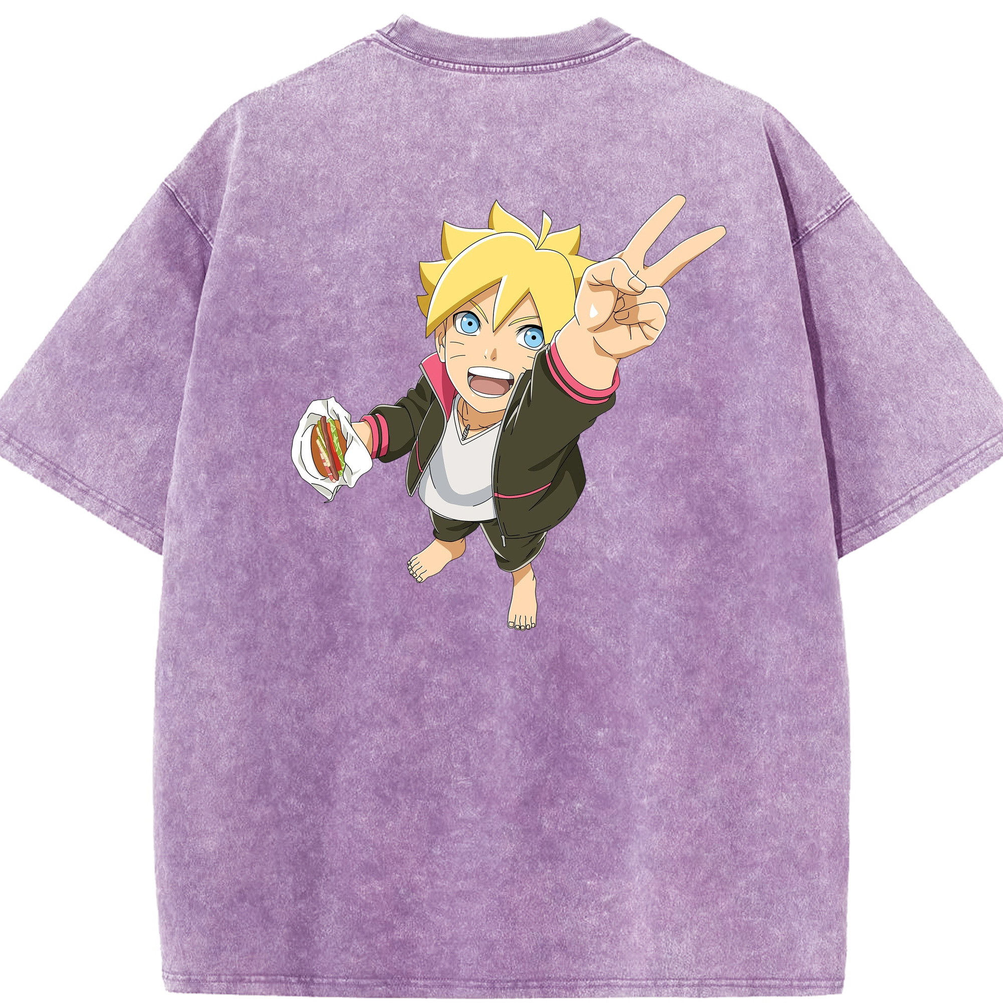 （画像用） NARUTO -ナルト- うずまき ボルト Uzumaki Boruto 綿100% ヴィンテージ風 半袖Tシャツ（背面プリント）