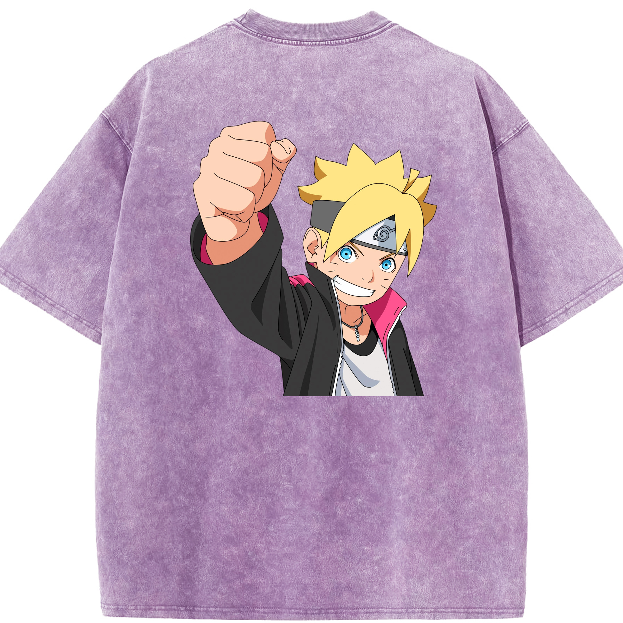 （画像用） NARUTO -ナルト- うずまき ボルト Uzumaki Boruto 綿100% ヴィンテージ風 半袖Tシャツ（背面プリント）