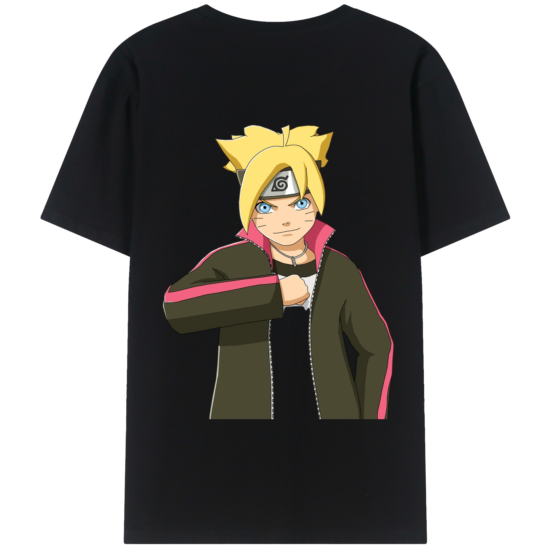 （画像用） NARUTO -ナルト- うずまき ボルト Uzumaki Boruto 綿100％ メンズ半袖Tシャツ（バックプリント） 通気性
