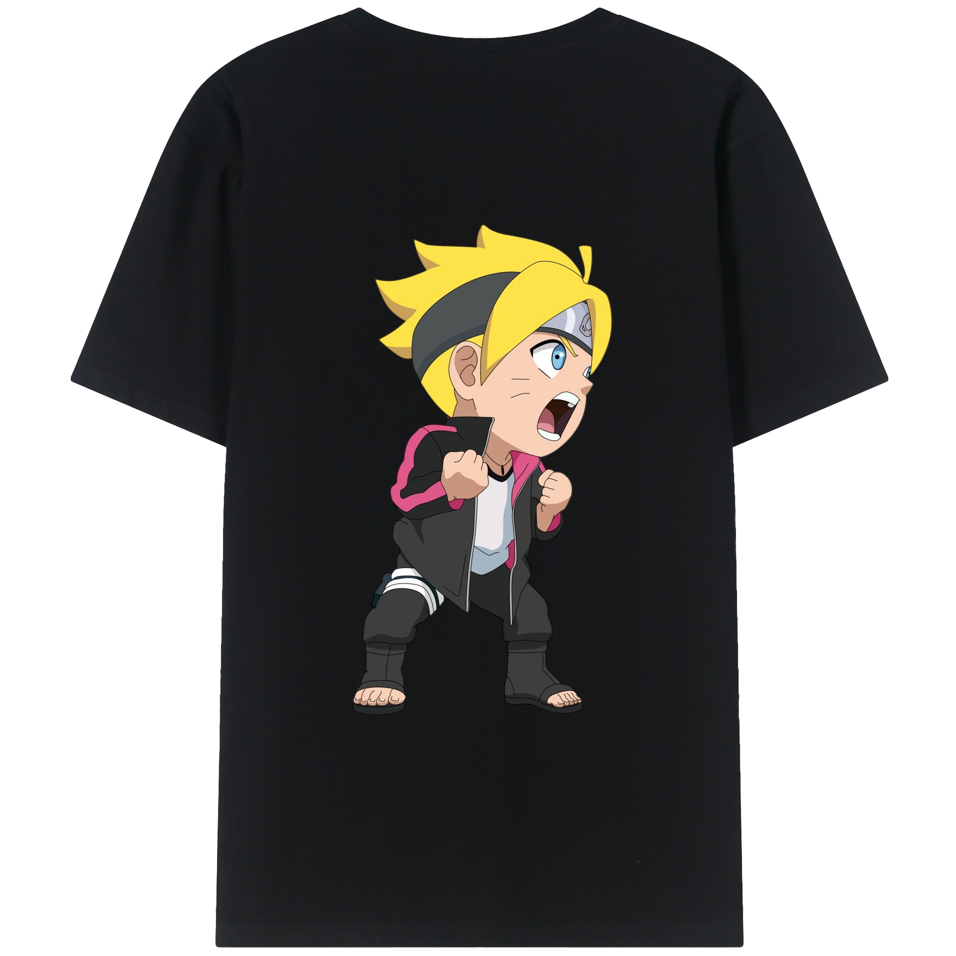 （画像用） NARUTO -ナルト- うずまき ボルト Uzumaki Boruto 綿100％ メンズ半袖Tシャツ（バックプリント） 通気性