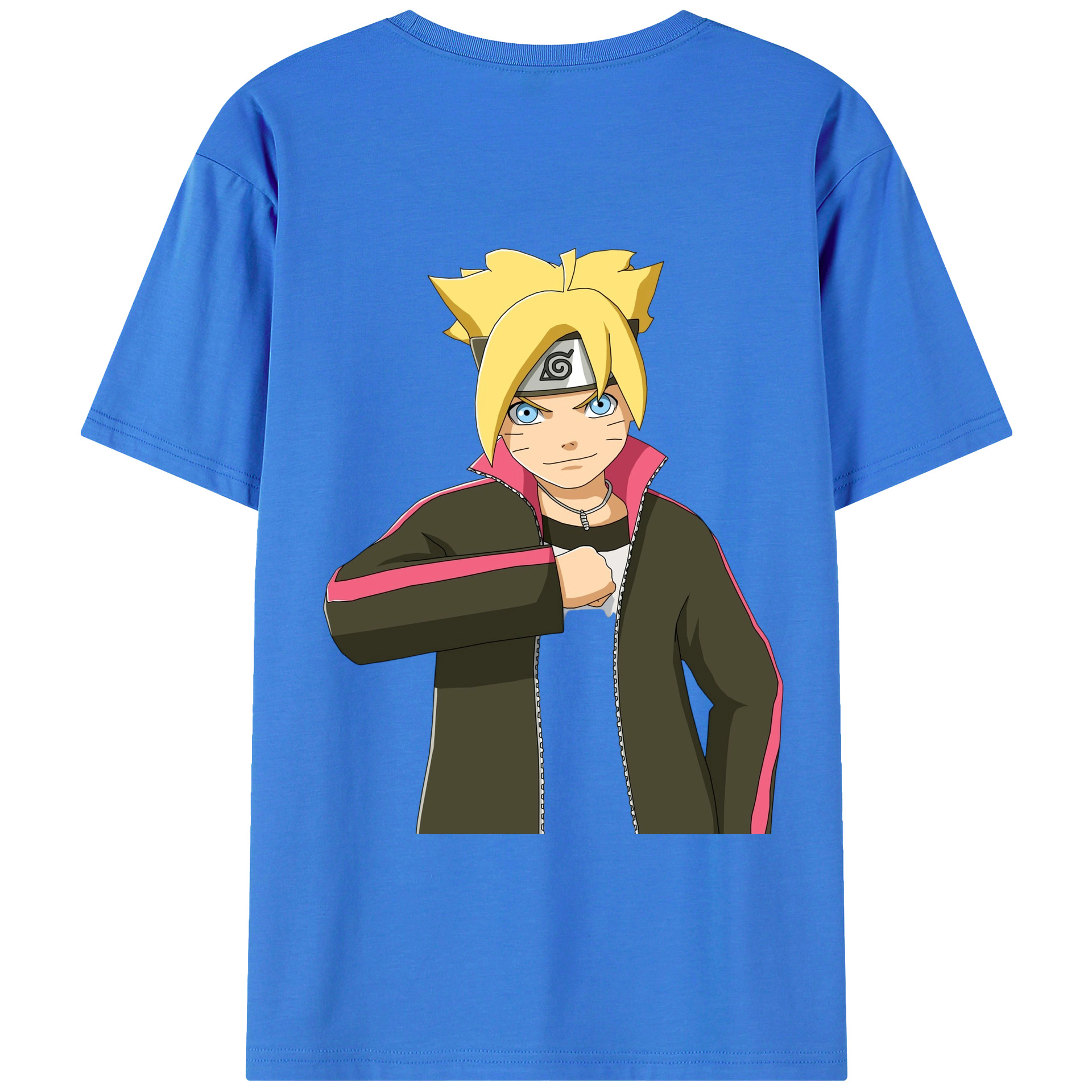 （画像用） NARUTO -ナルト- うずまき ボルト Uzumaki Boruto 綿100％ メンズ半袖Tシャツ（バックプリント） 通気性