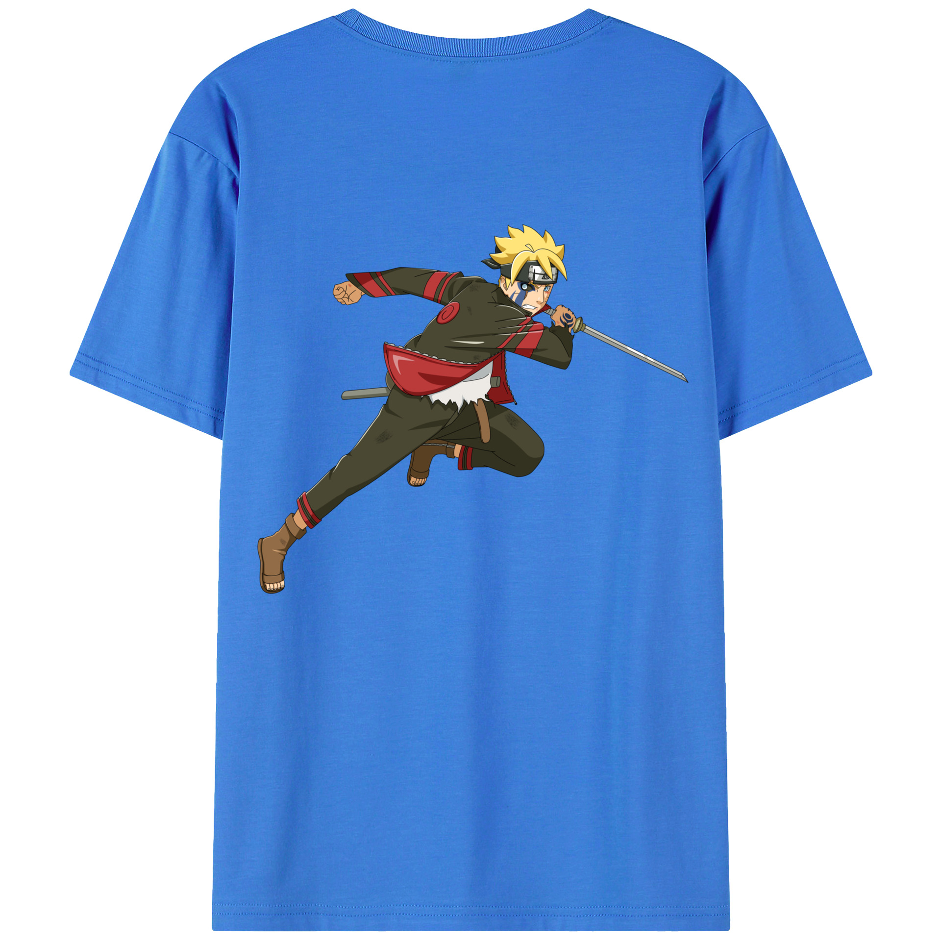 （画像用） NARUTO -ナルト- うずまき ボルト Uzumaki Boruto 綿100％ メンズ半袖Tシャツ（バックプリント） 通気性
