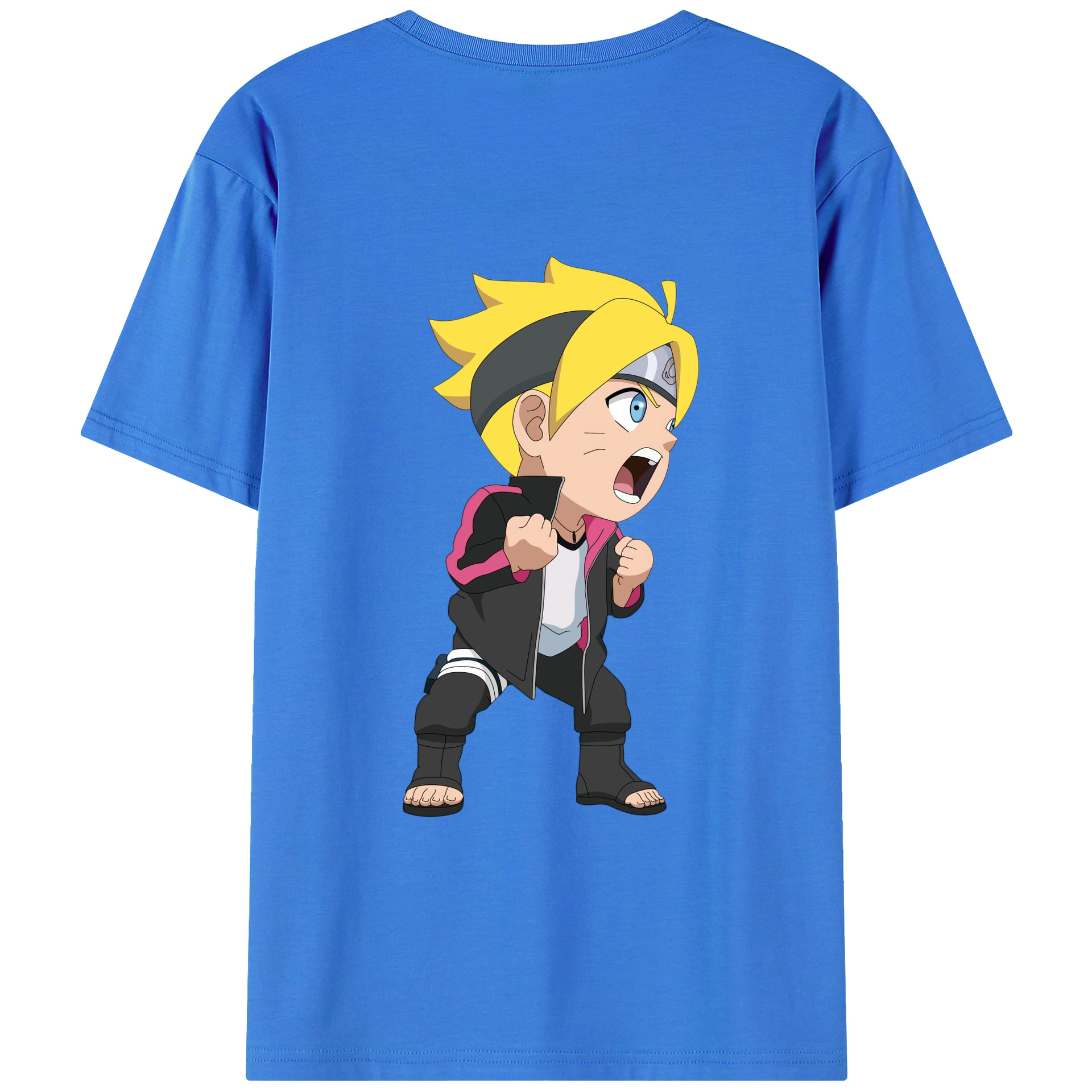 （画像用） NARUTO -ナルト- うずまき ボルト Uzumaki Boruto 綿100％ メンズ半袖Tシャツ（バックプリント） 通気性