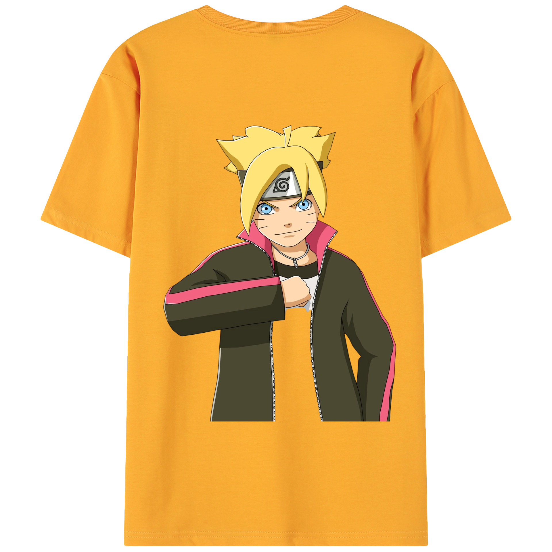 （画像用） NARUTO -ナルト- うずまき ボルト Uzumaki Boruto 綿100％ メンズ半袖Tシャツ（バックプリント） 通気性