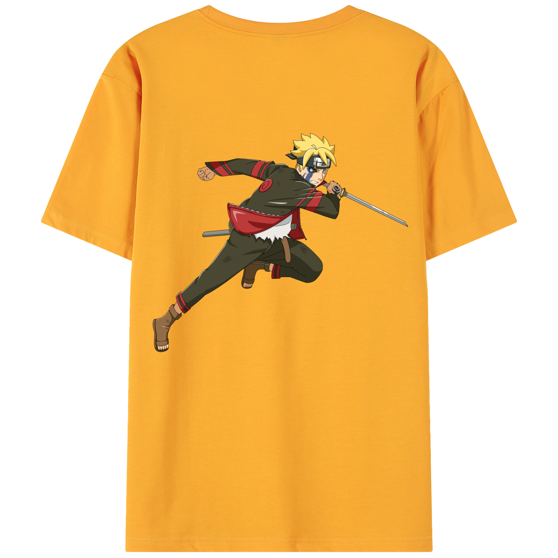 （画像用） NARUTO -ナルト- うずまき ボルト Uzumaki Boruto 綿100％ メンズ半袖Tシャツ（バックプリント） 通気性