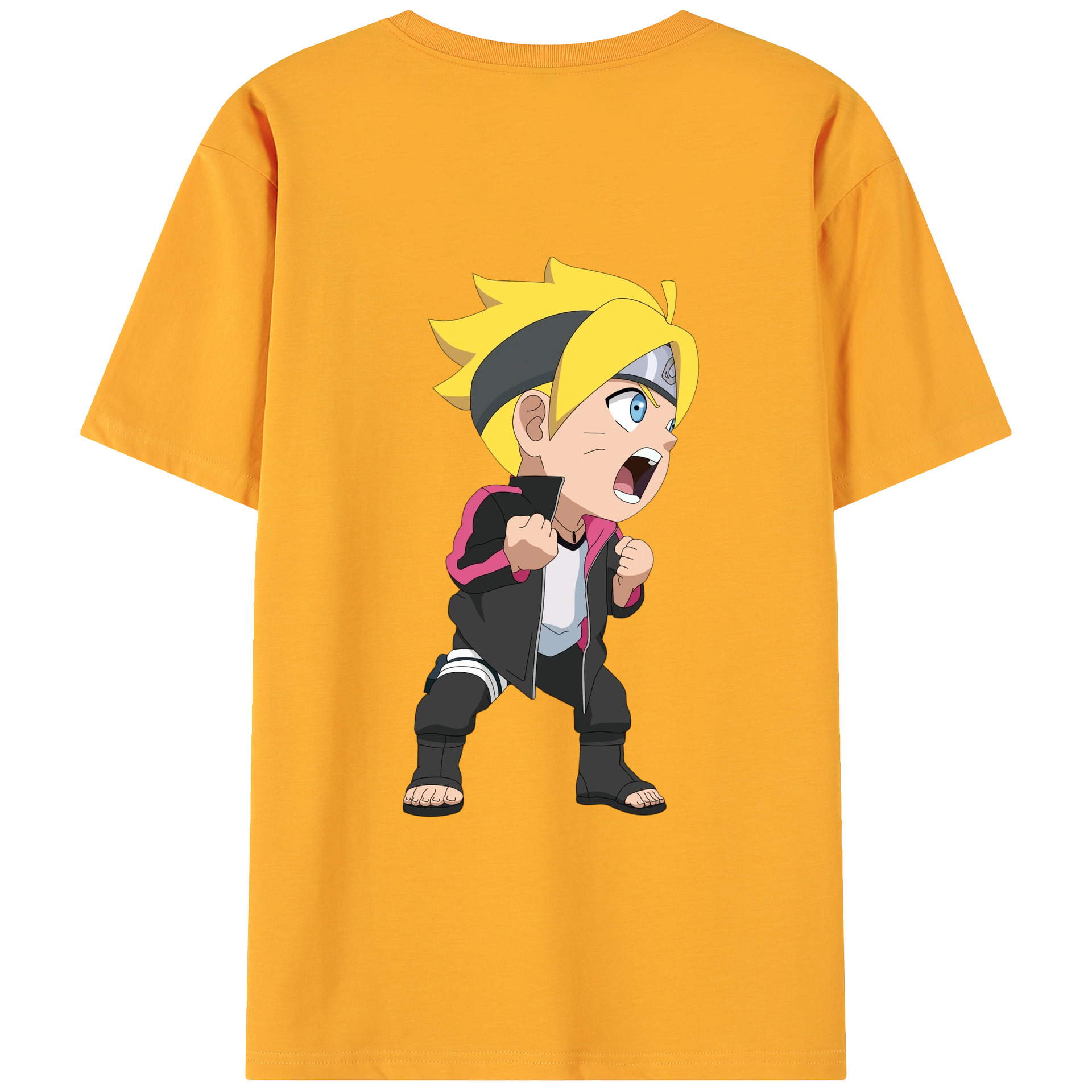 （画像用） NARUTO -ナルト- うずまき ボルト Uzumaki Boruto 綿100％ メンズ半袖Tシャツ（バックプリント） 通気性