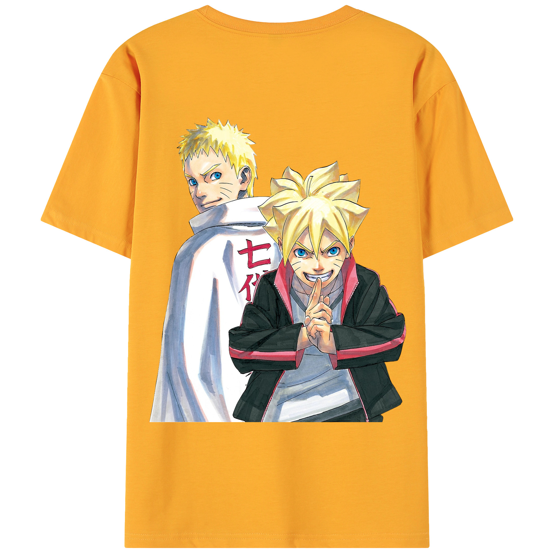 （画像用） NARUTO -ナルト- うずまき ボルト Uzumaki Boruto 綿100％ メンズ半袖Tシャツ（バックプリント） 通気性