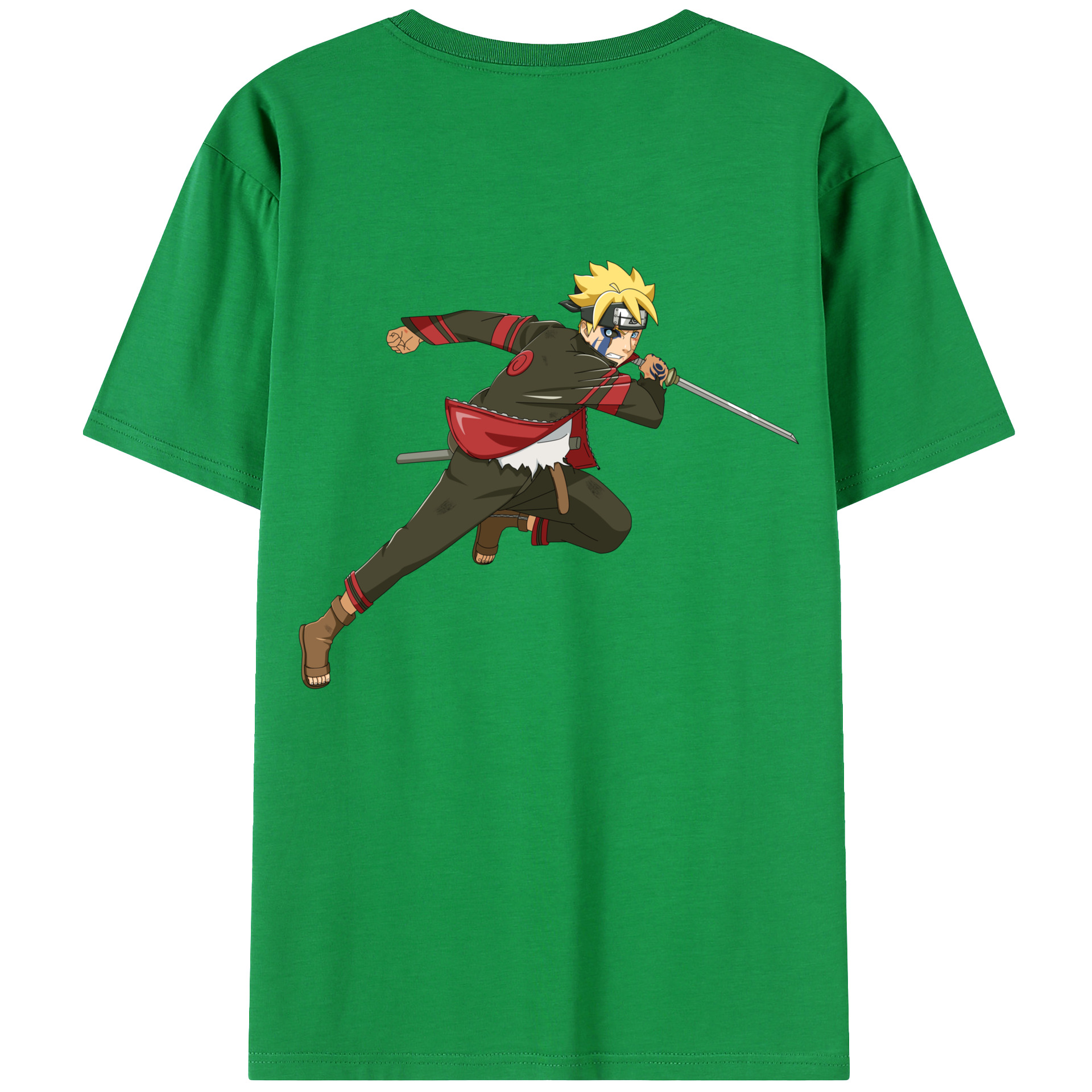 （画像用） NARUTO -ナルト- うずまき ボルト Uzumaki Boruto 綿100％ メンズ半袖Tシャツ（バックプリント） 通気性