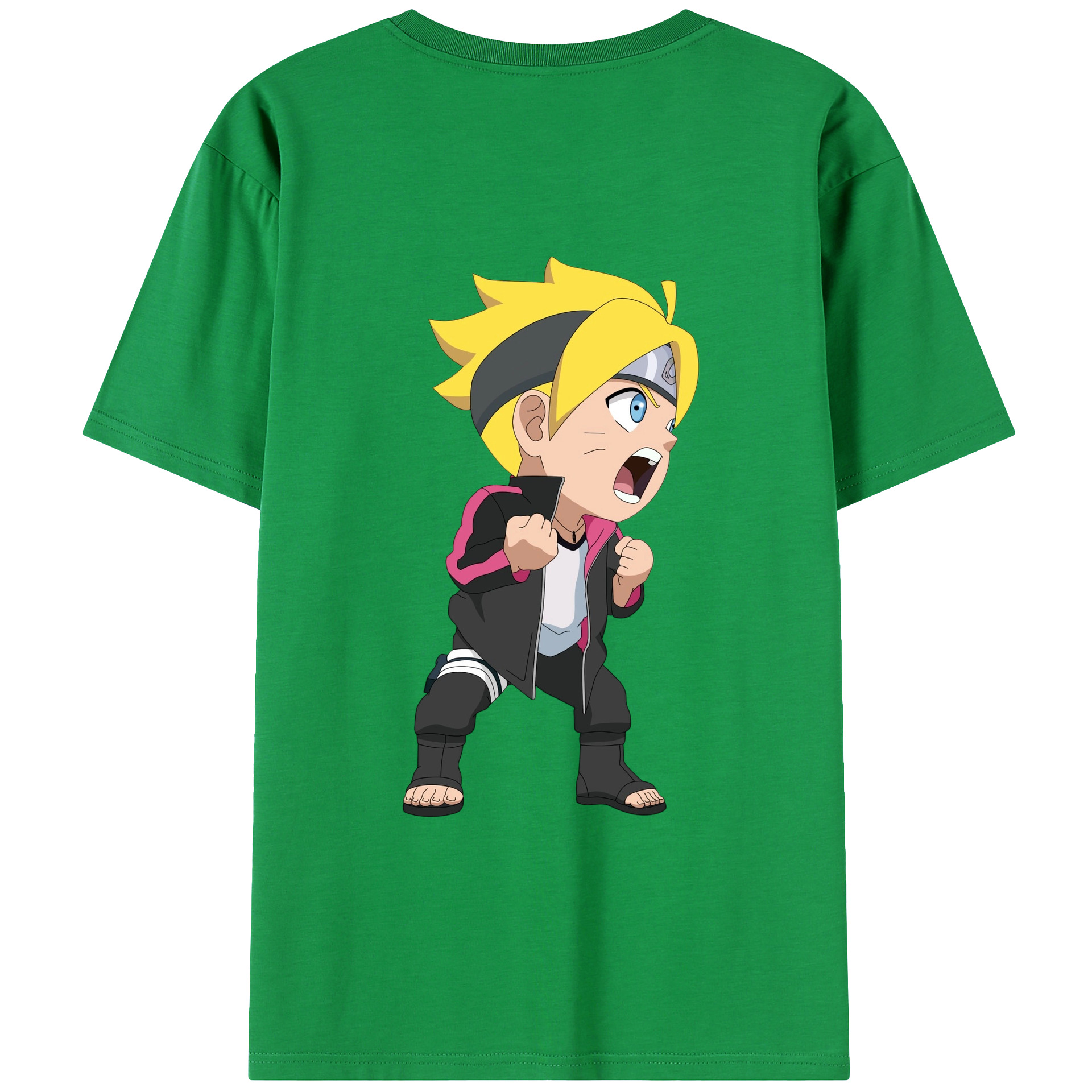 （画像用） NARUTO -ナルト- うずまき ボルト Uzumaki Boruto 綿100％ メンズ半袖Tシャツ（バックプリント） 通気性