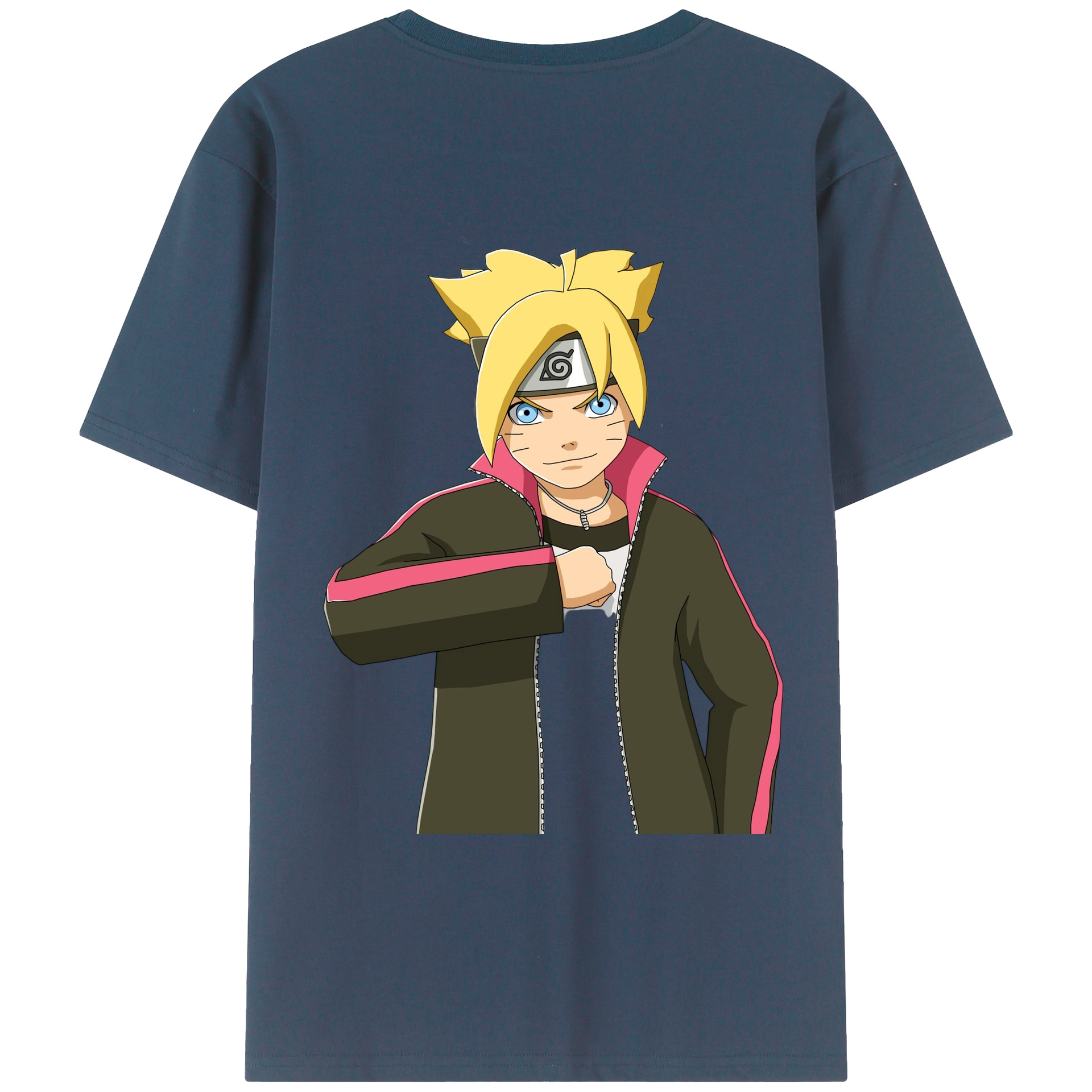 （画像用） NARUTO -ナルト- うずまき ボルト Uzumaki Boruto 綿100％ メンズ半袖Tシャツ（バックプリント） 通気性