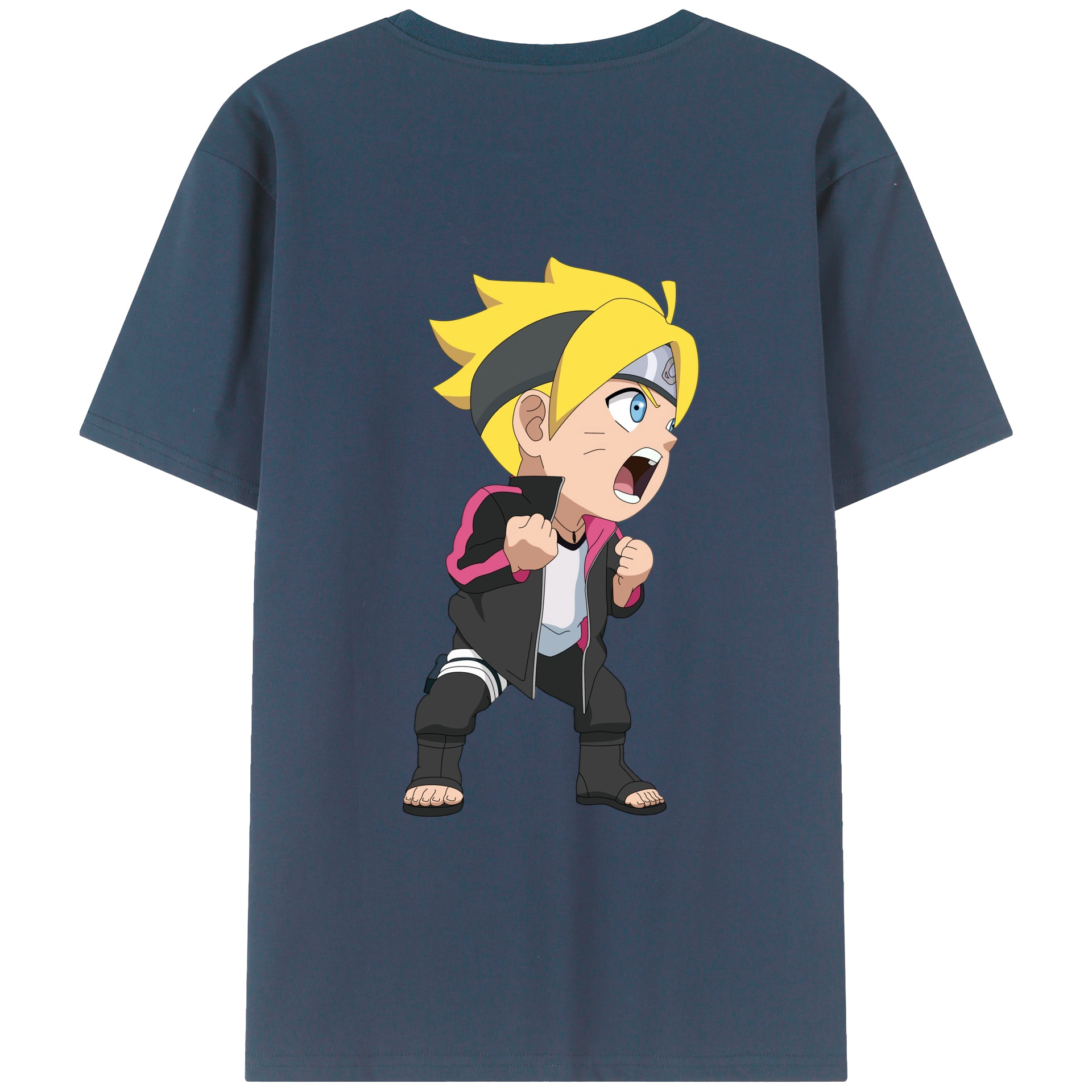 （画像用） NARUTO -ナルト- うずまき ボルト Uzumaki Boruto 綿100％ メンズ半袖Tシャツ（バックプリント） 通気性