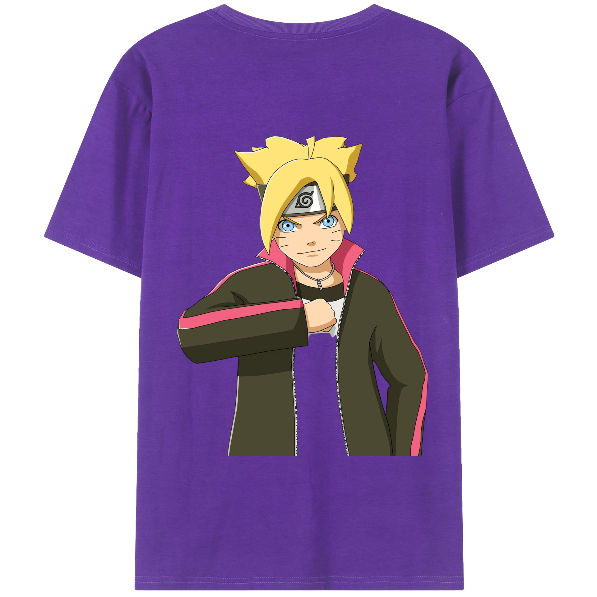 （画像用） NARUTO -ナルト- うずまき ボルト Uzumaki Boruto 綿100％ メンズ半袖Tシャツ（バックプリント） 通気性