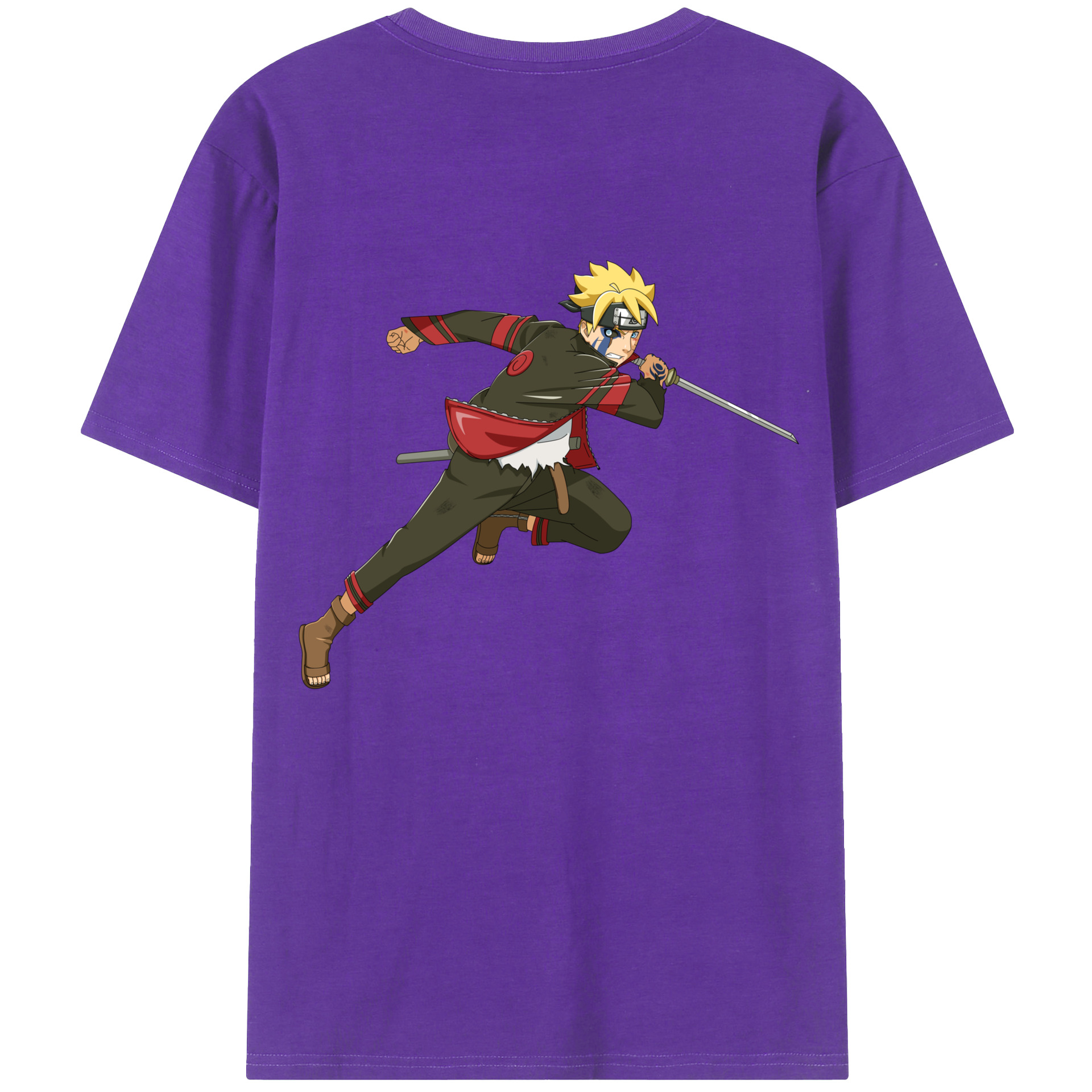 （画像用） NARUTO -ナルト- うずまき ボルト Uzumaki Boruto 綿100％ メンズ半袖Tシャツ（バックプリント） 通気性