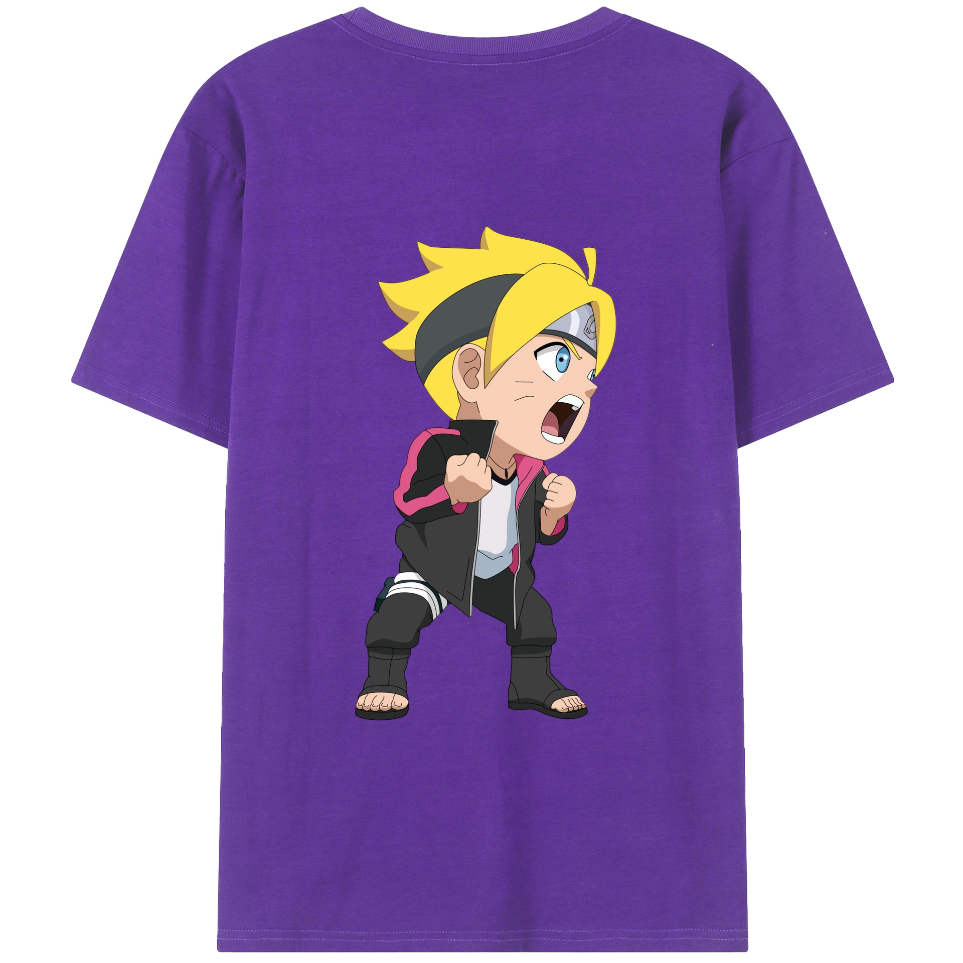 （画像用） NARUTO -ナルト- うずまき ボルト Uzumaki Boruto 綿100％ メンズ半袖Tシャツ（バックプリント） 通気性
