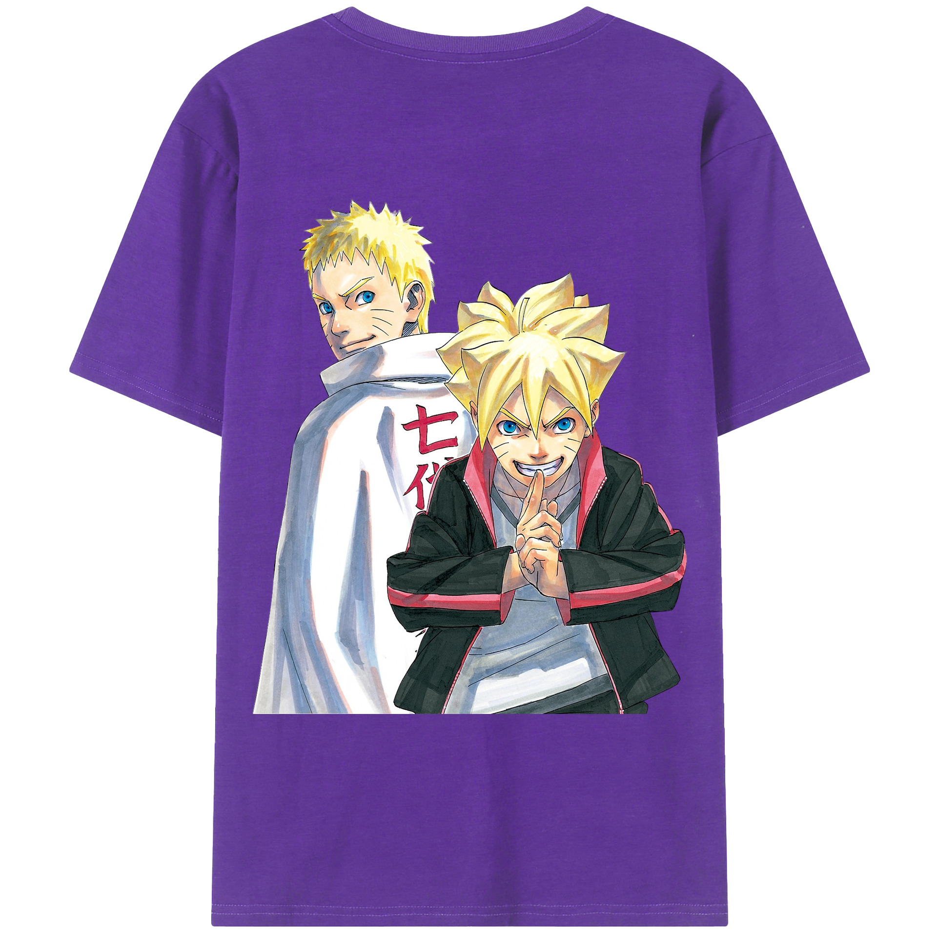 （画像用） NARUTO -ナルト- うずまき ボルト Uzumaki Boruto 綿100％ メンズ半袖Tシャツ（バックプリント） 通気性