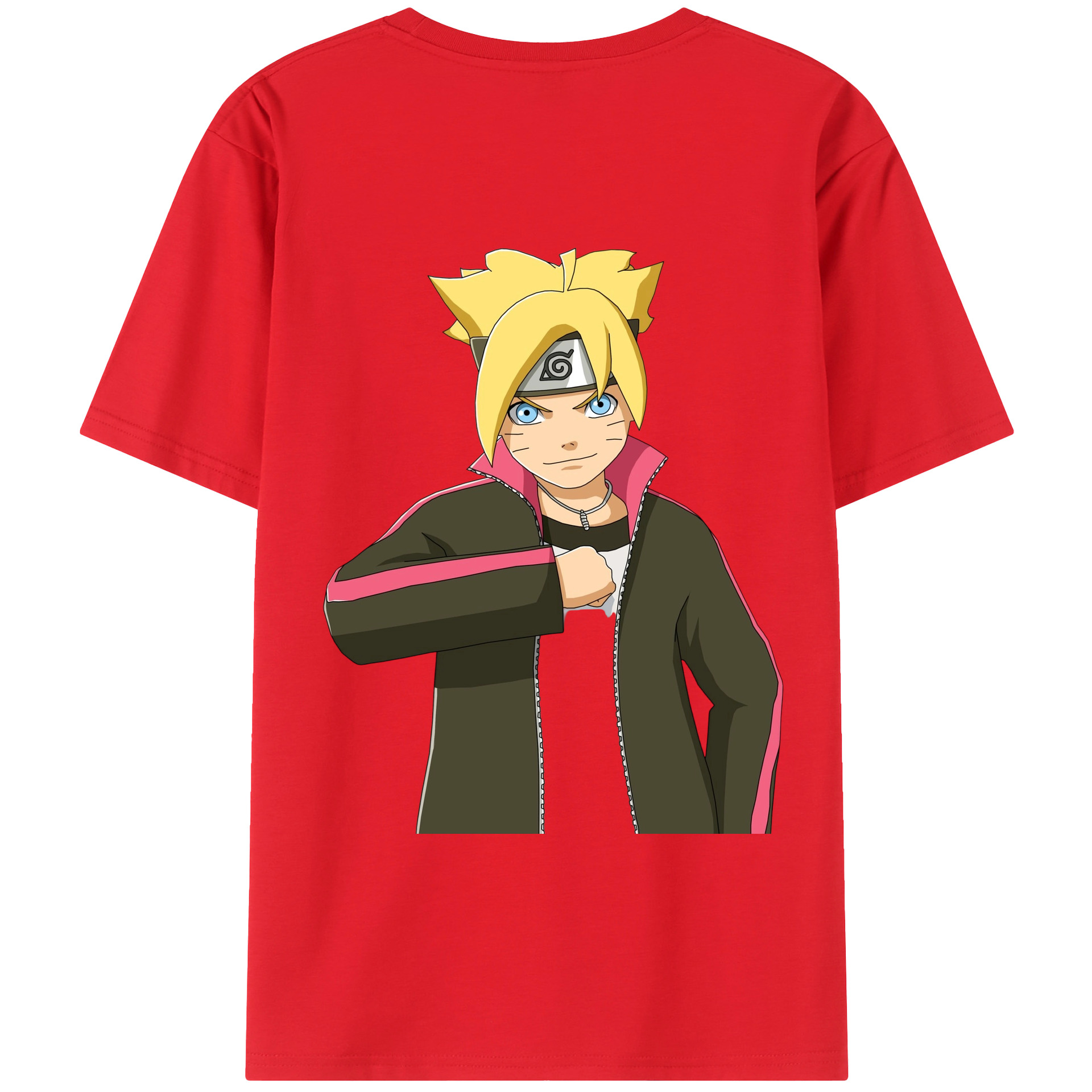 （画像用） NARUTO -ナルト- うずまき ボルト Uzumaki Boruto 綿100％ メンズ半袖Tシャツ（バックプリント） 通気性