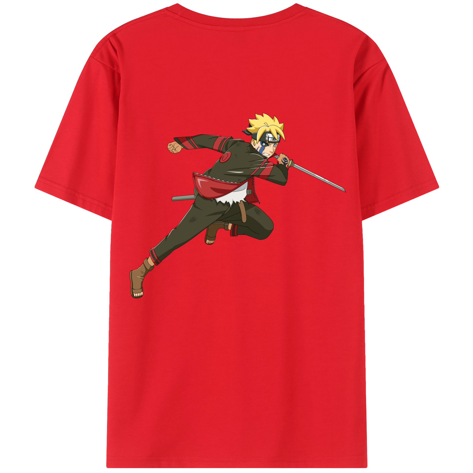 （画像用） NARUTO -ナルト- うずまき ボルト Uzumaki Boruto 綿100％ メンズ半袖Tシャツ（バックプリント） 通気性