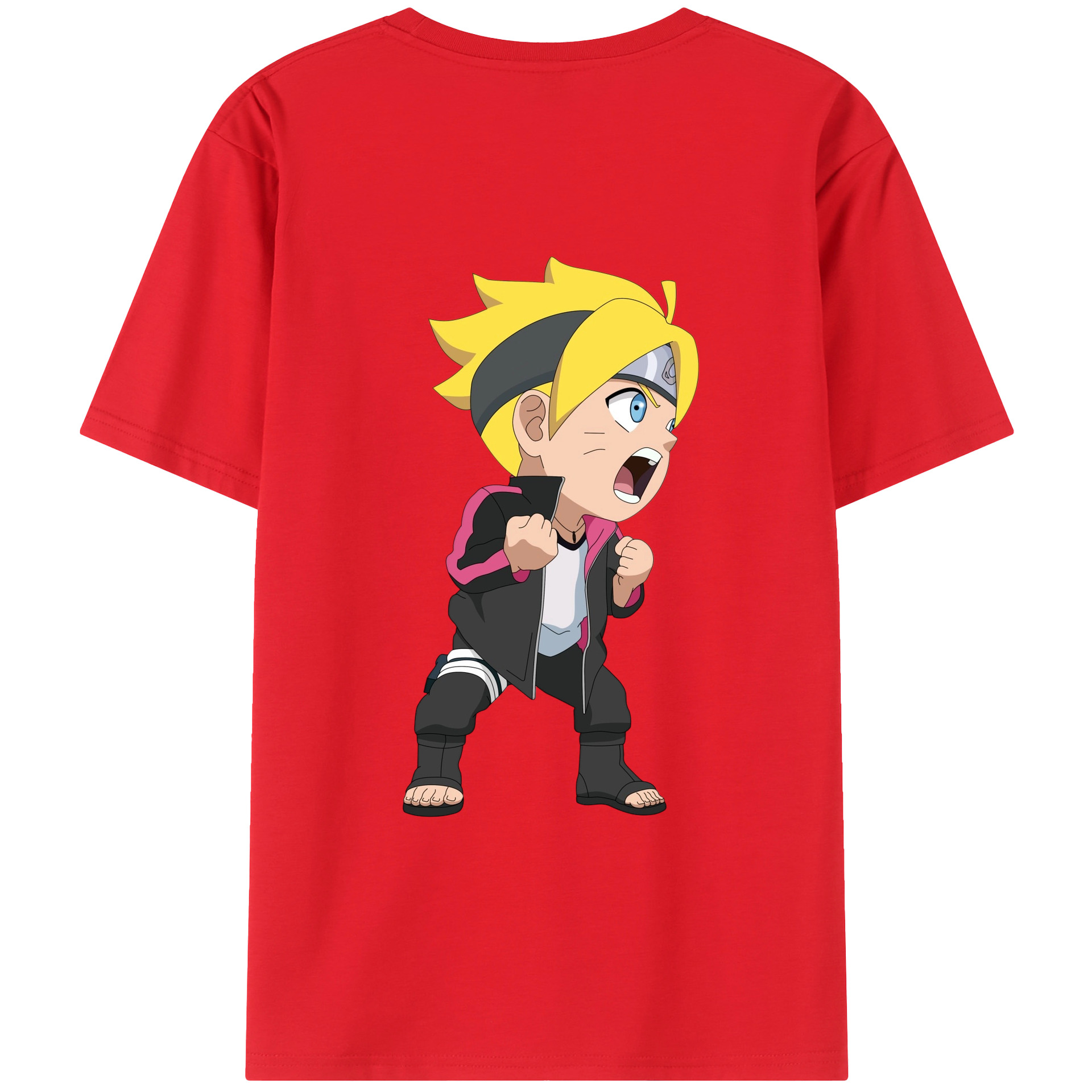 （画像用） NARUTO -ナルト- うずまき ボルト Uzumaki Boruto 綿100％ メンズ半袖Tシャツ（バックプリント） 通気性