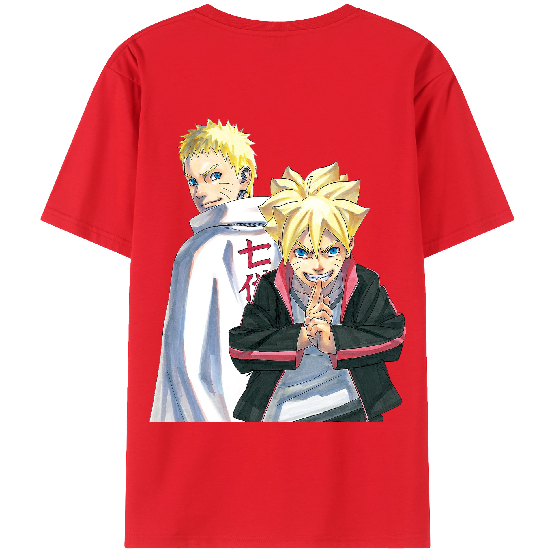 （画像用） NARUTO -ナルト- うずまき ボルト Uzumaki Boruto 綿100％ メンズ半袖Tシャツ（バックプリント） 通気性