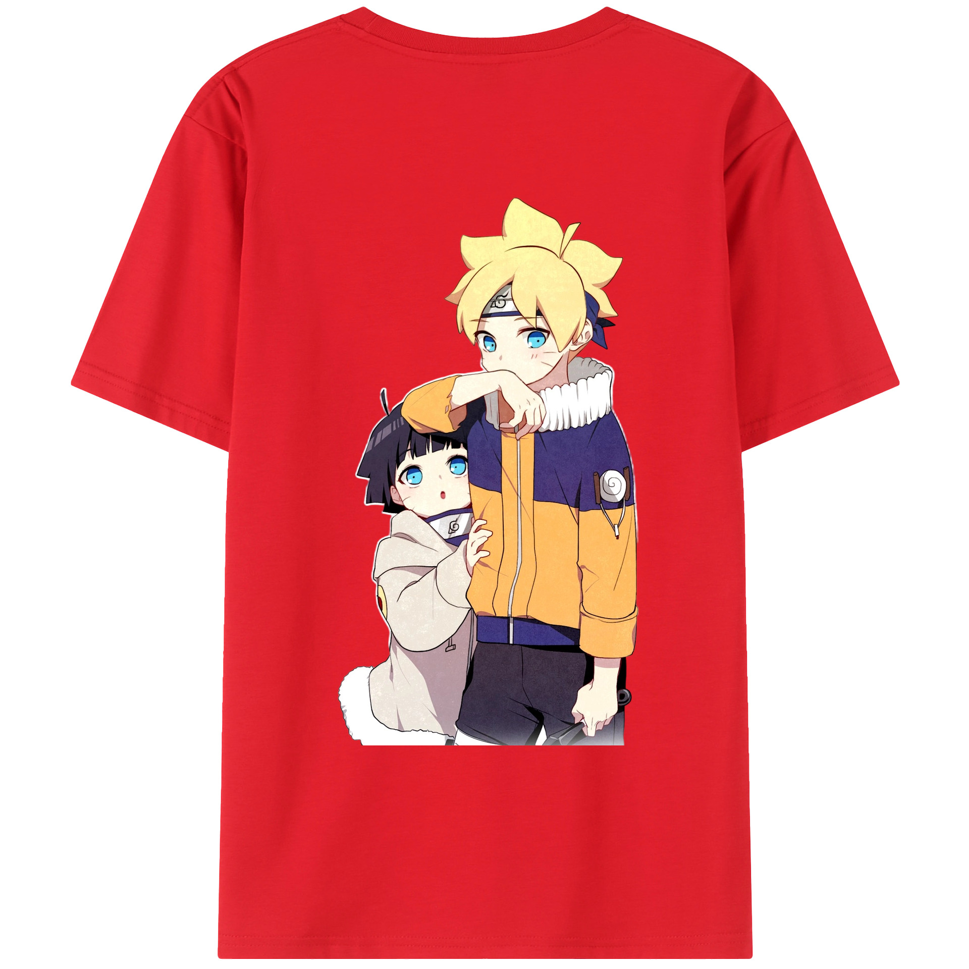（画像用） NARUTO -ナルト- うずまき ボルト Uzumaki Boruto 綿100％ メンズ半袖Tシャツ（バックプリント） 通気性