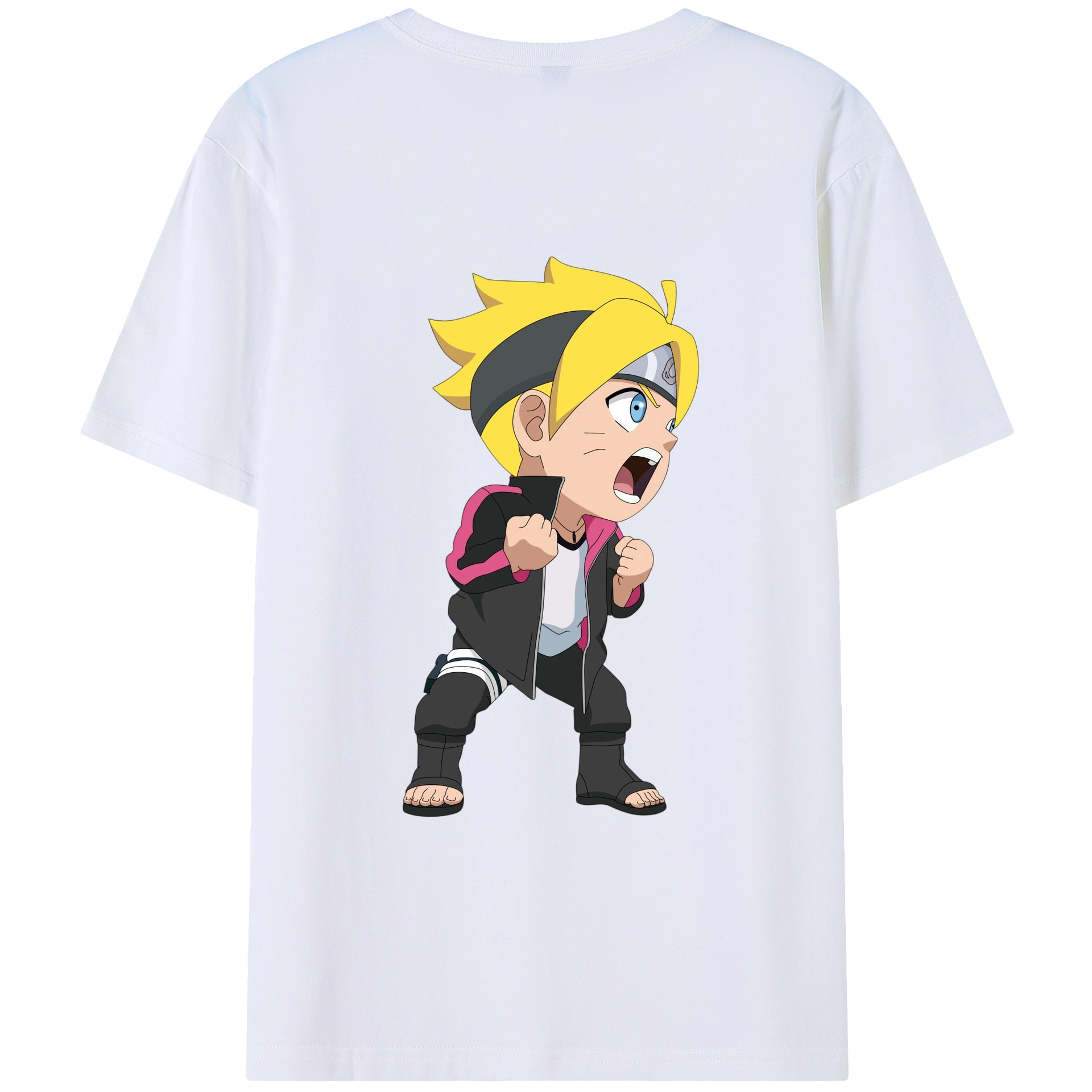 （画像用） NARUTO -ナルト- うずまき ボルト Uzumaki Boruto 綿100％ メンズ半袖Tシャツ（バックプリント） 通気性