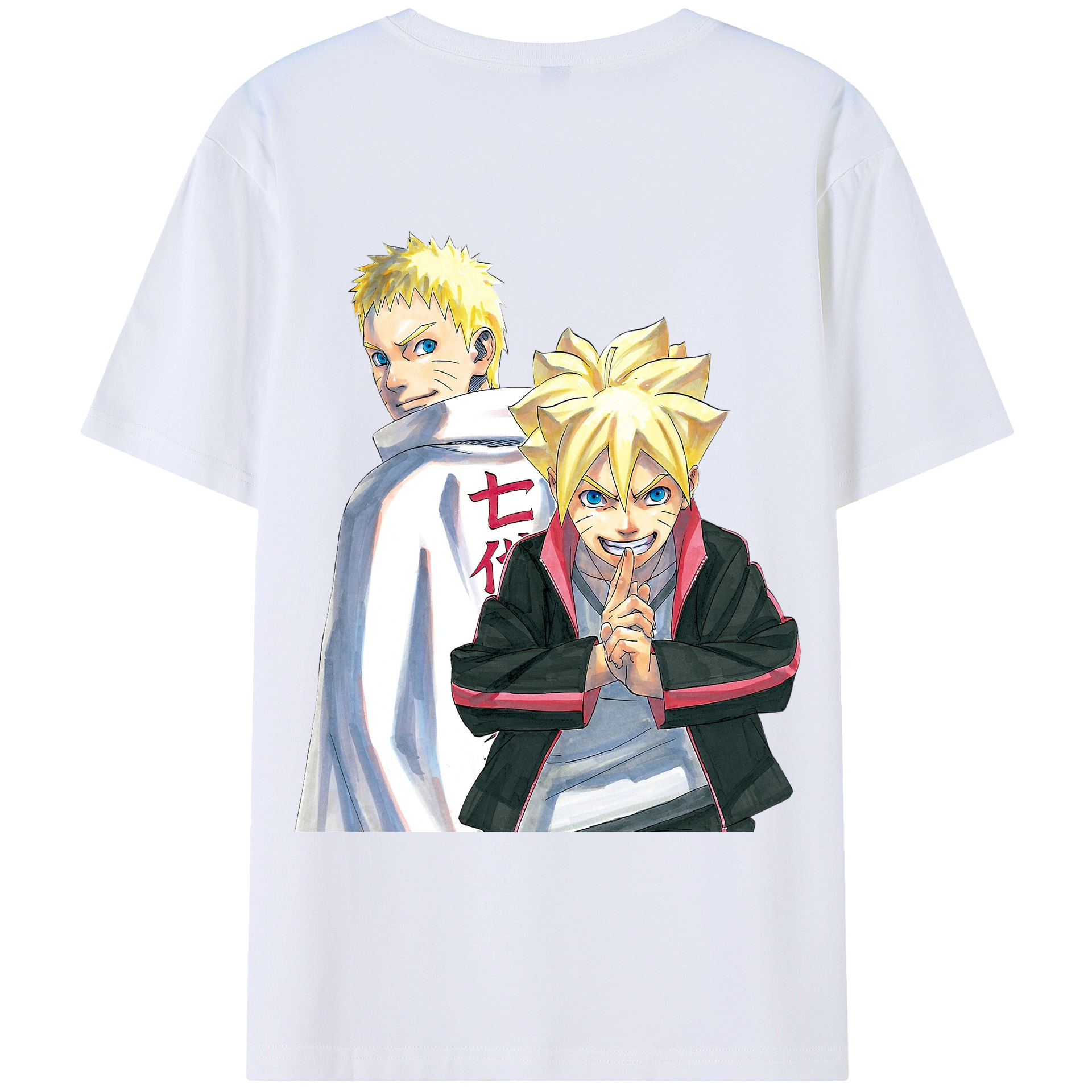（画像用） NARUTO -ナルト- うずまき ボルト Uzumaki Boruto 綿100％ メンズ半袖Tシャツ（バックプリント） 通気性