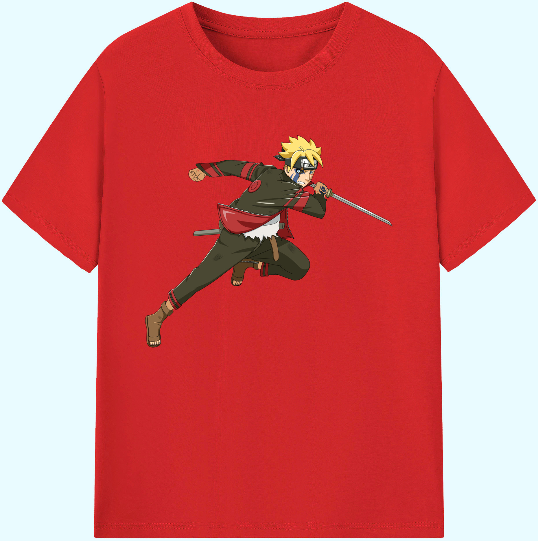 （画像用） NARUTO -ナルト- うずまき ボルト Uzumaki Boruto 綿100％ メンズ半袖Tシャツ｜肌触りやわらか＆通気性