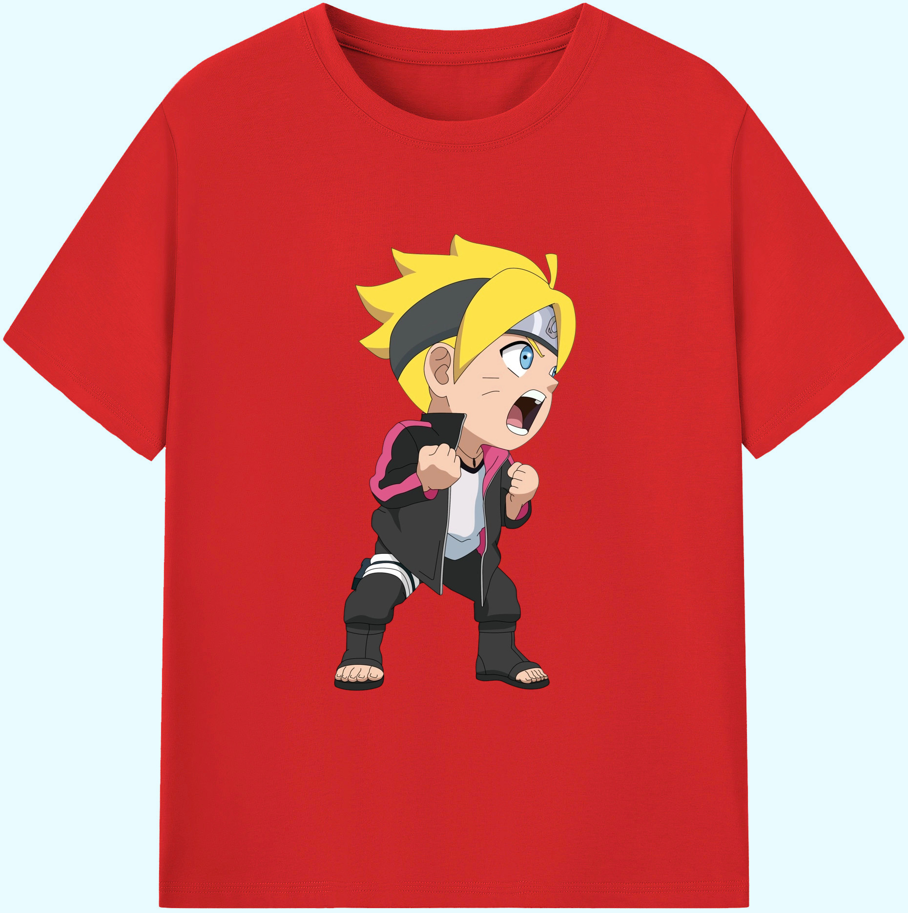 （画像用） NARUTO -ナルト- うずまき ボルト Uzumaki Boruto 綿100％ メンズ半袖Tシャツ｜肌触りやわらか＆通気性