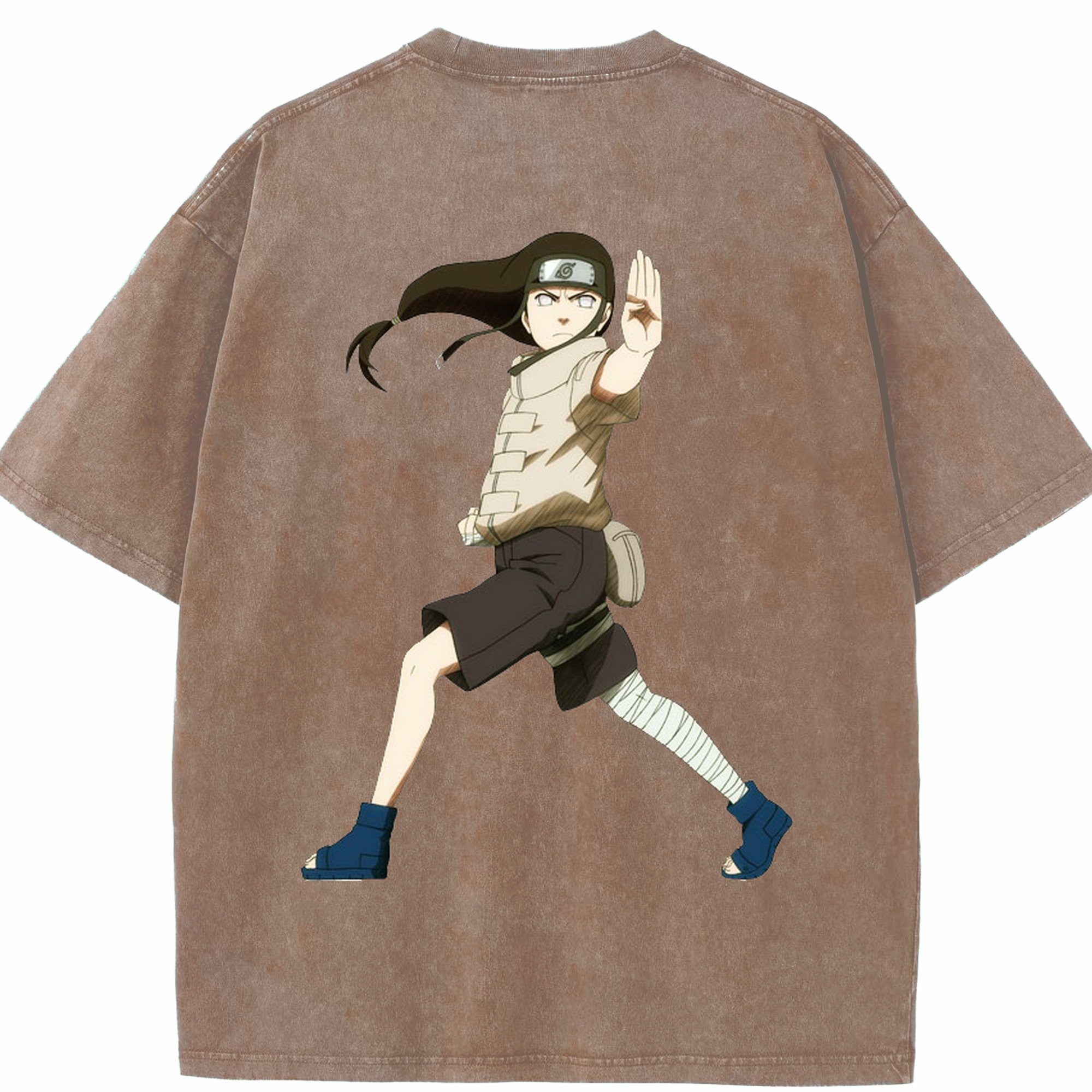 （画像用） NARUTO -ナルト- 日向ネジ Hyūga Neji 綿100% ヴィンテージ風 半袖Tシャツ（背面プリント）