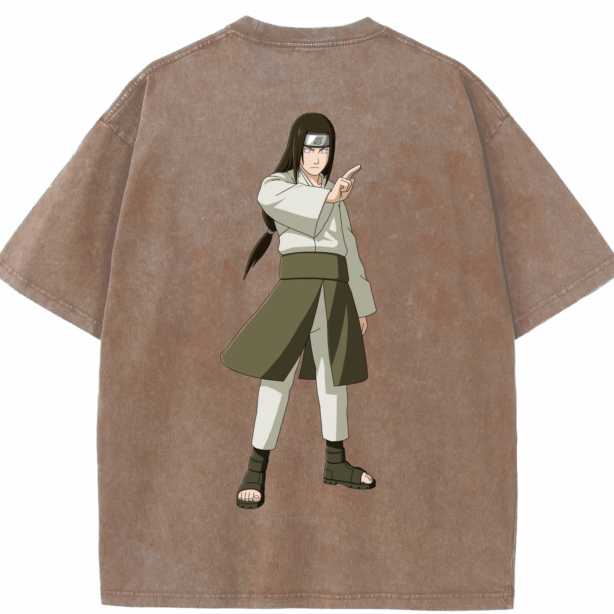 （画像用） NARUTO -ナルト- 日向ネジ Hyūga Neji 綿100% ヴィンテージ風 半袖Tシャツ（背面プリント）