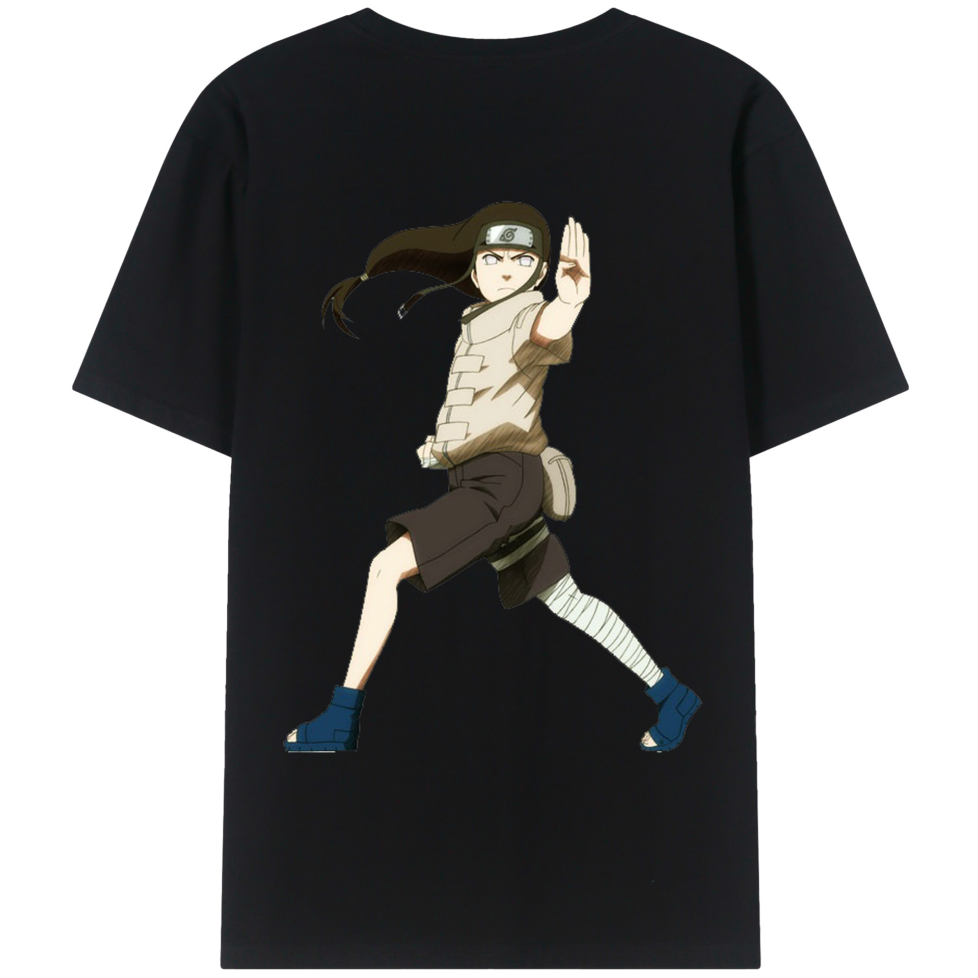 （画像用） NARUTO -ナルト- 日向ネジ Hyūga Neji 綿100％ メンズ半袖Tシャツ（バックプリント） 通気性
