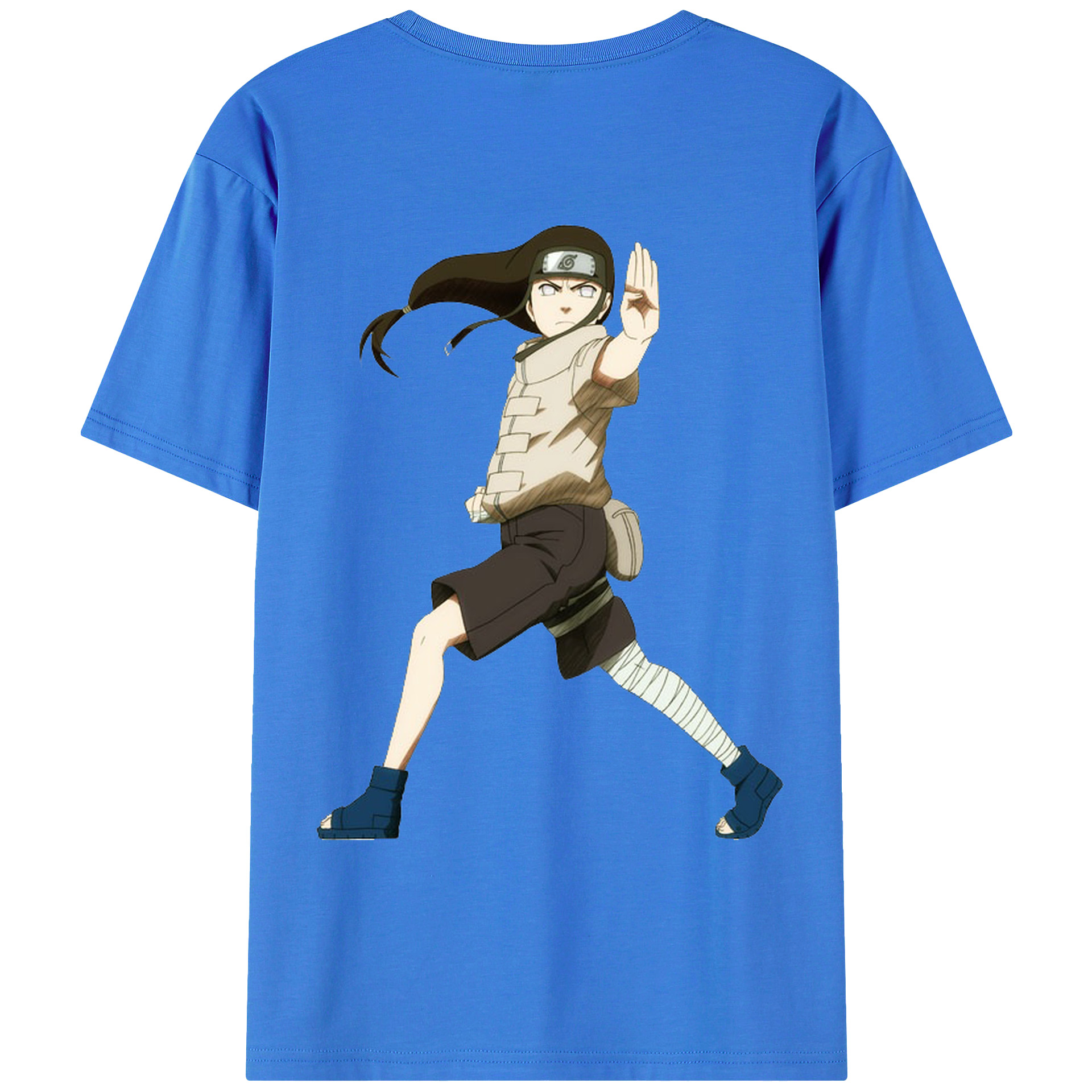 （画像用） NARUTO -ナルト- 日向ネジ Hyūga Neji 綿100％ メンズ半袖Tシャツ（バックプリント） 通気性
