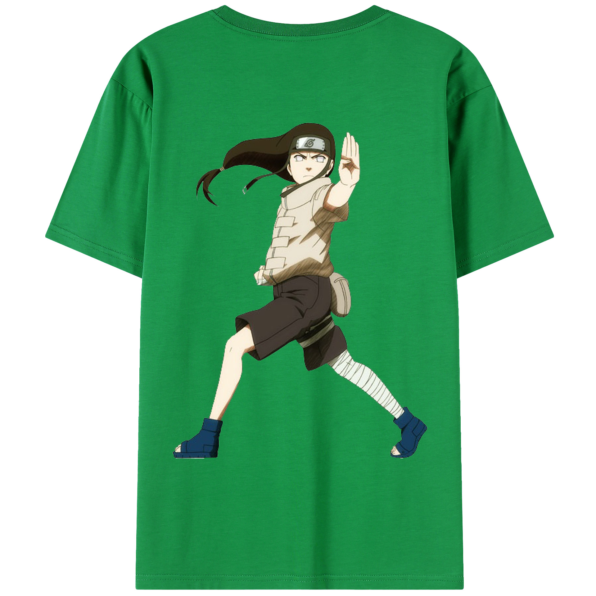 （画像用） NARUTO -ナルト- 日向ネジ Hyūga Neji 綿100％ メンズ半袖Tシャツ（バックプリント） 通気性