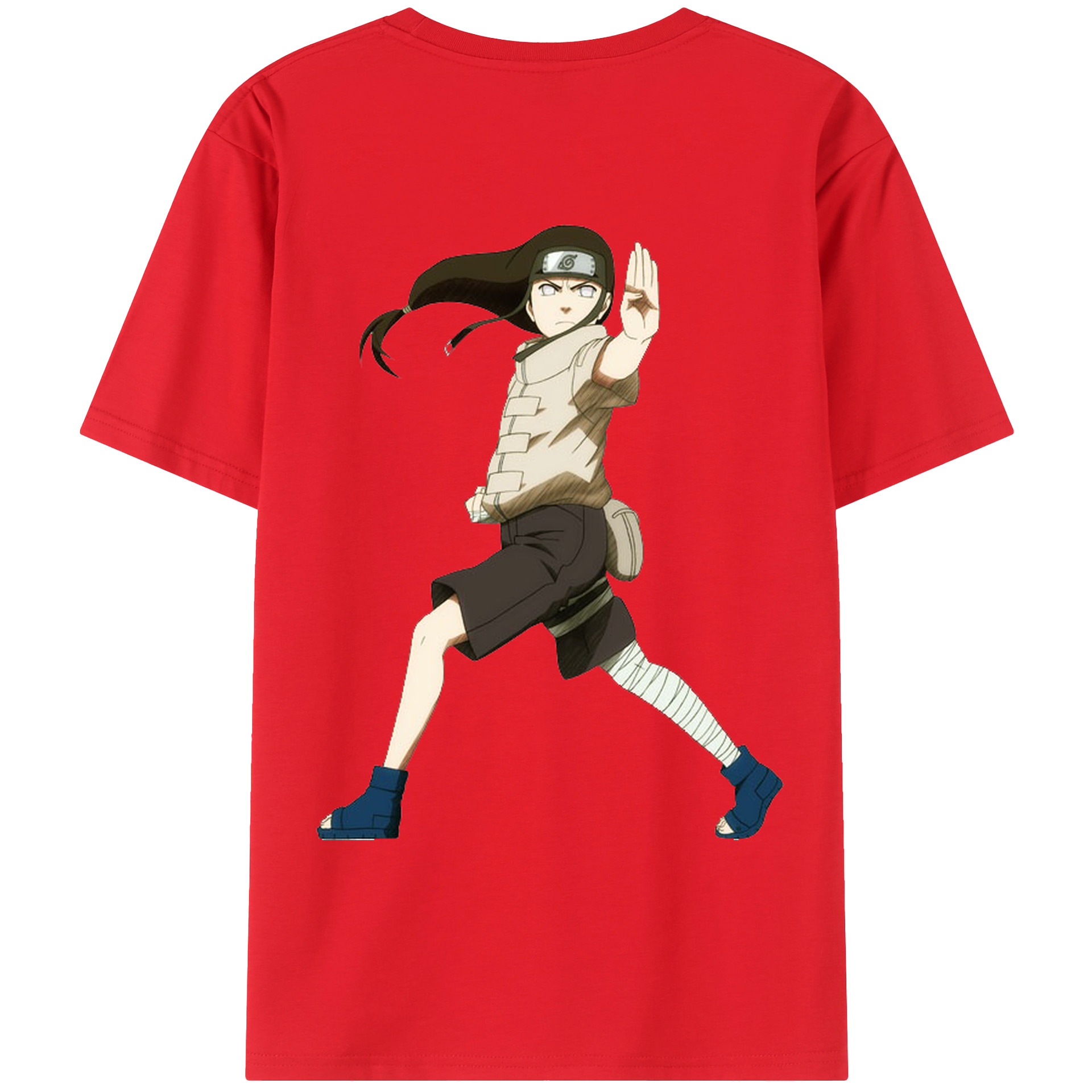 （画像用） NARUTO -ナルト- 日向ネジ Hyūga Neji 綿100％ メンズ半袖Tシャツ（バックプリント） 通気性