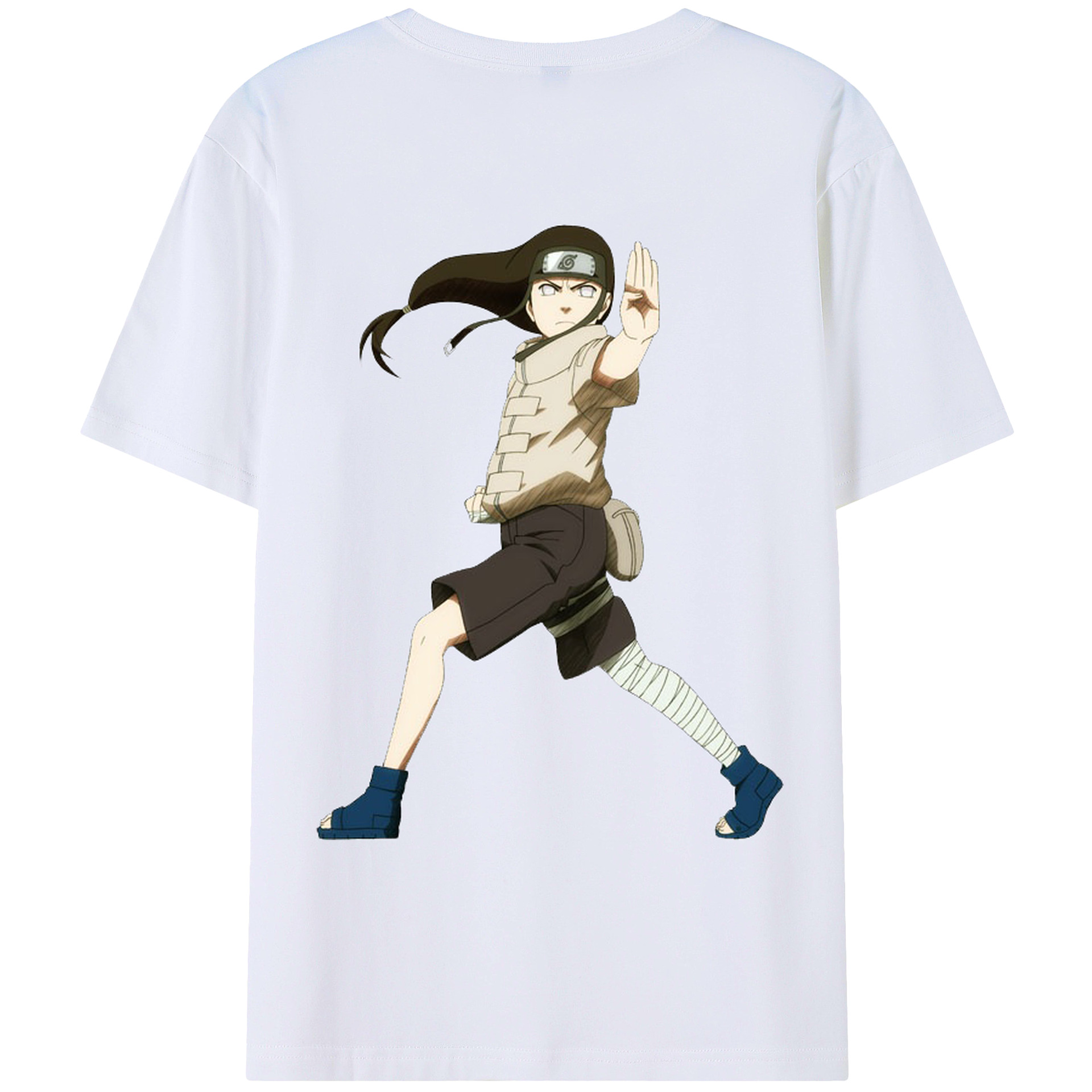 （画像用） NARUTO -ナルト- 日向ネジ Hyūga Neji 綿100％ メンズ半袖Tシャツ（バックプリント） 通気性