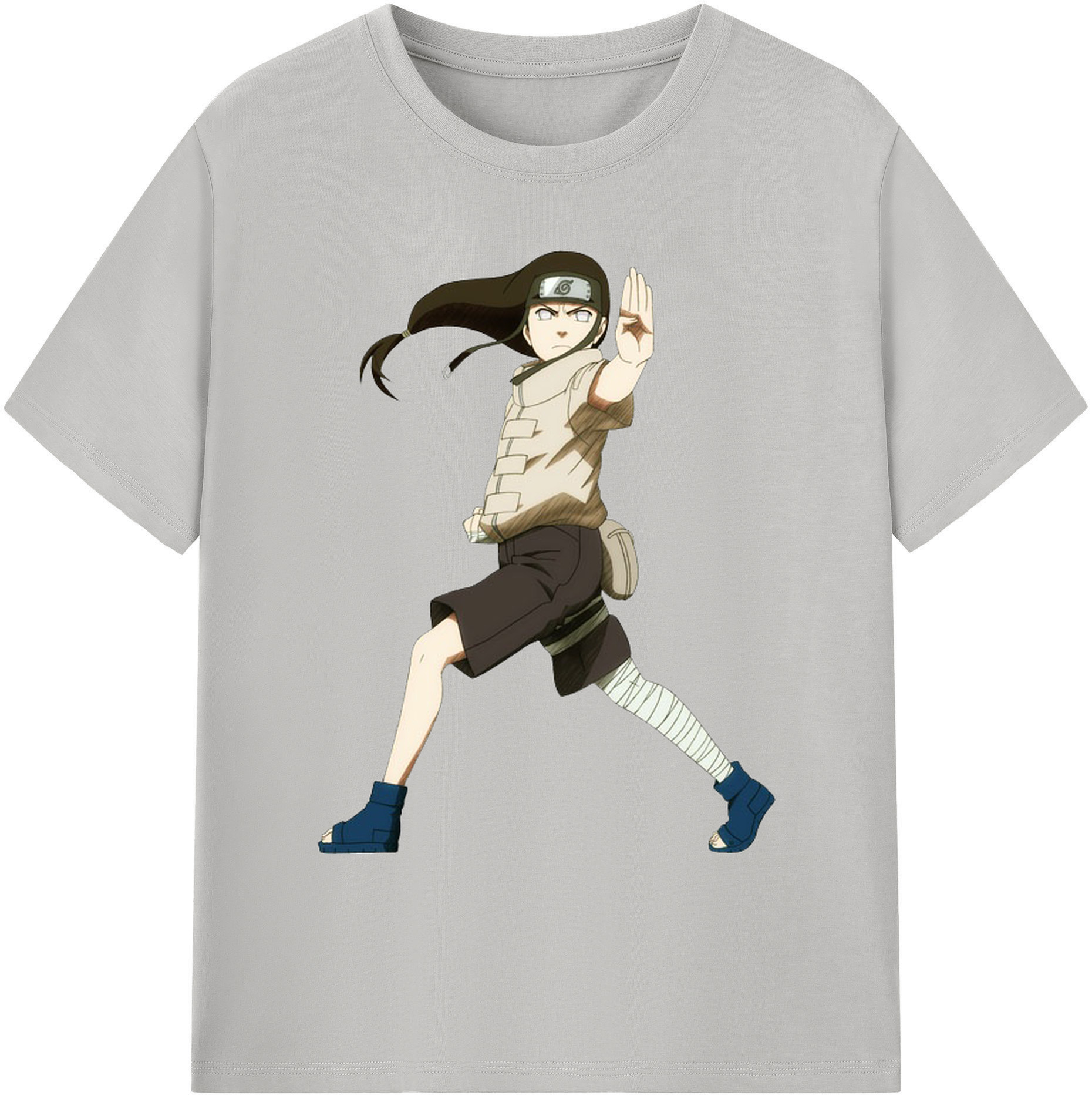 （画像用） NARUTO -ナルト- 日向ネジ Hyūga Neji 綿100％ メンズ半袖Tシャツ｜肌触りやわらか＆通気性