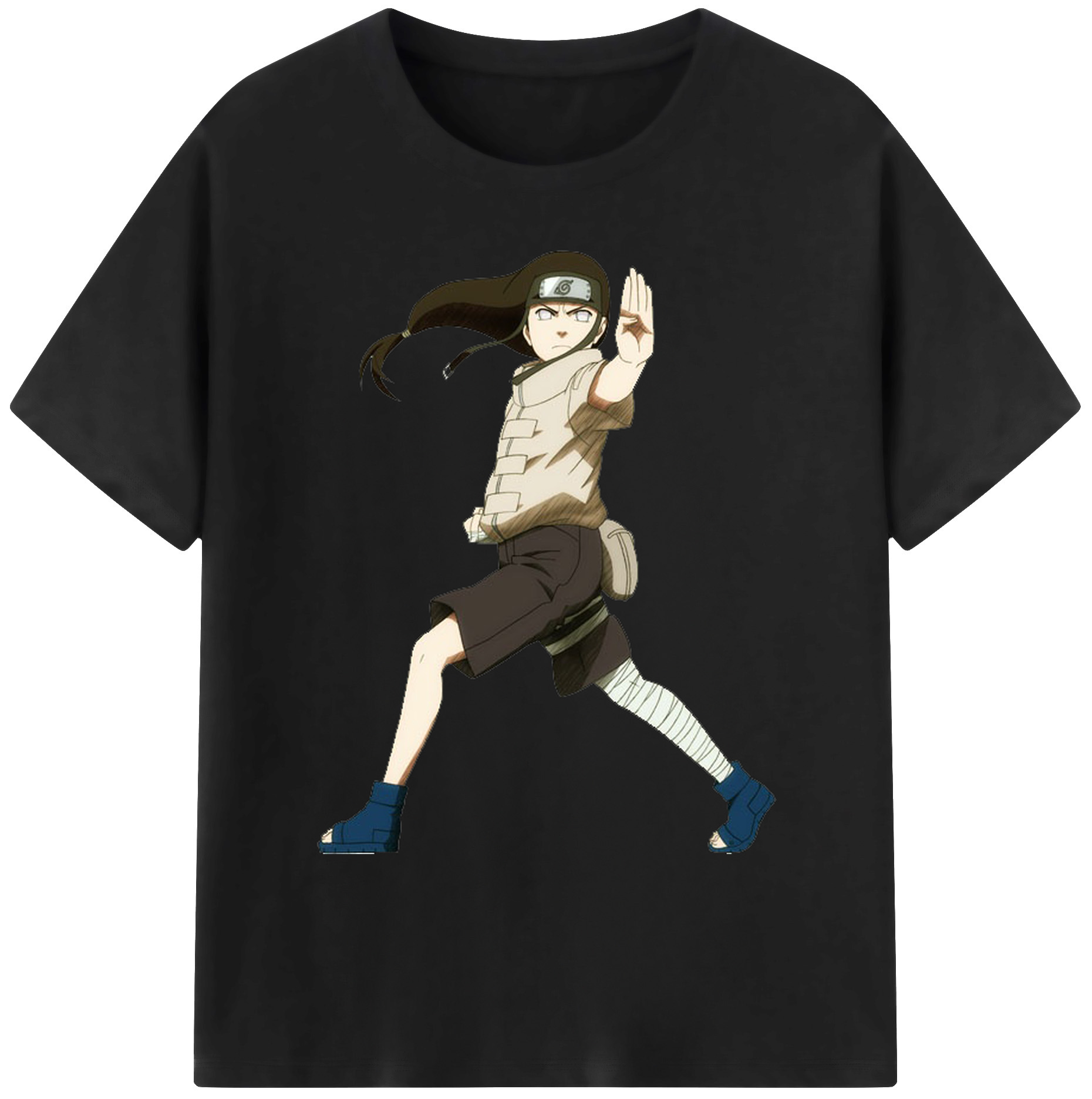 （画像用） NARUTO -ナルト- 日向ネジ Hyūga Neji 綿100％ メンズ半袖Tシャツ｜肌触りやわらか＆通気性
