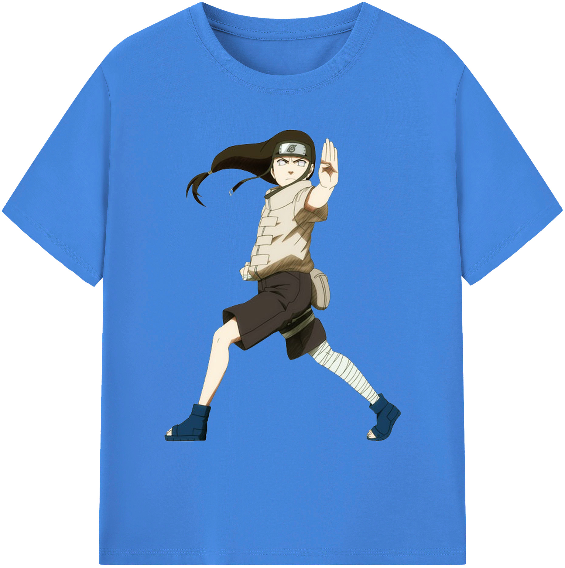 （画像用） NARUTO -ナルト- 日向ネジ Hyūga Neji 綿100％ メンズ半袖Tシャツ｜肌触りやわらか＆通気性