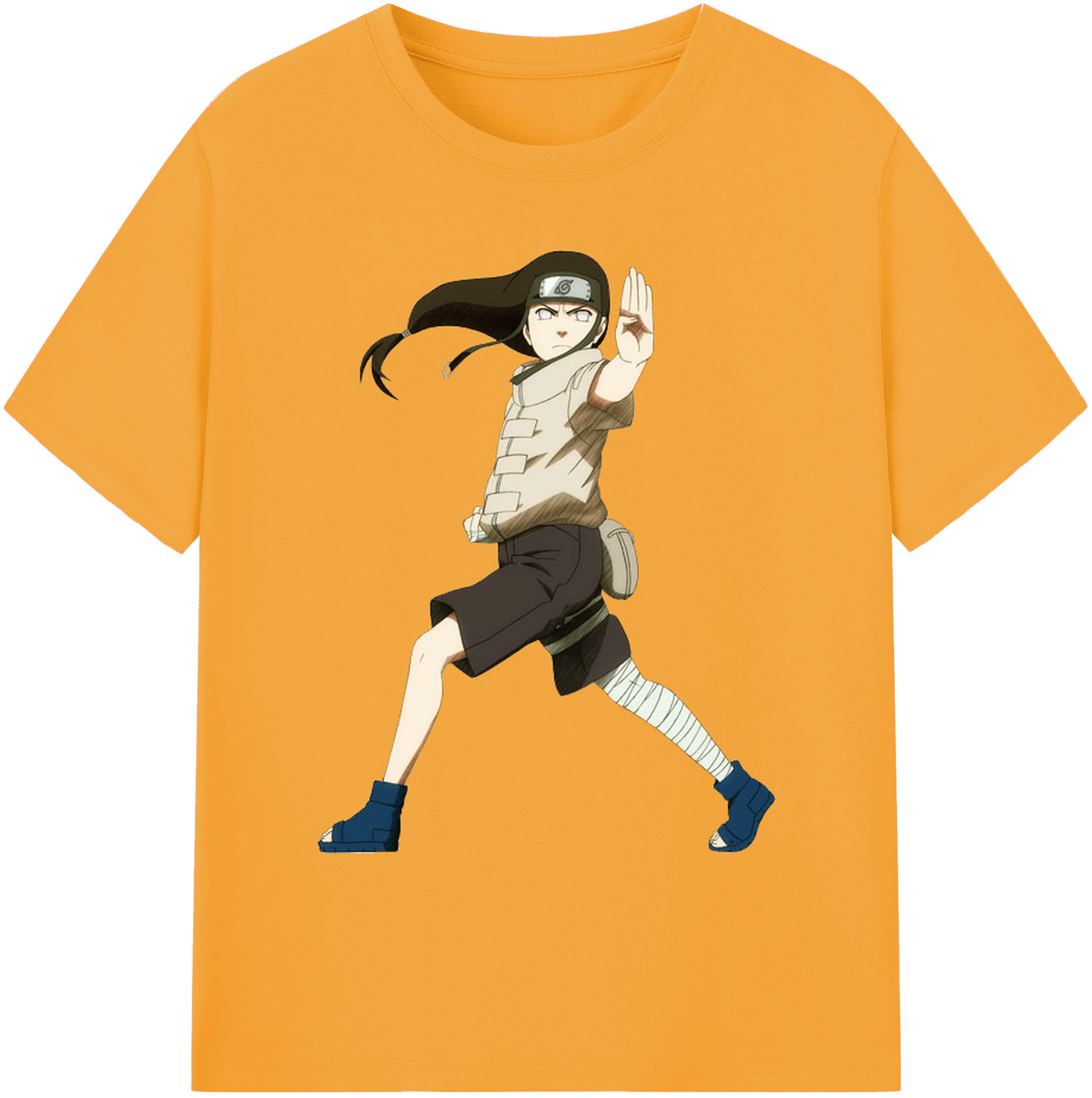 （画像用） NARUTO -ナルト- 日向ネジ Hyūga Neji 綿100％ メンズ半袖Tシャツ｜肌触りやわらか＆通気性