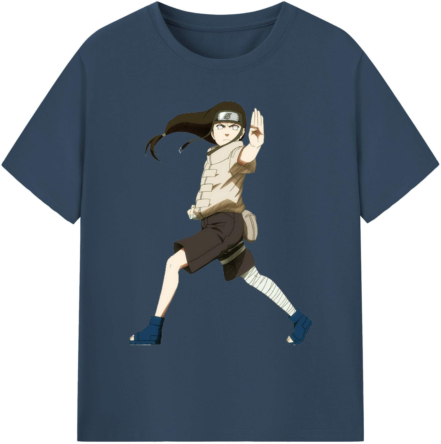 （画像用） NARUTO -ナルト- 日向ネジ Hyūga Neji 綿100％ メンズ半袖Tシャツ｜肌触りやわらか＆通気性