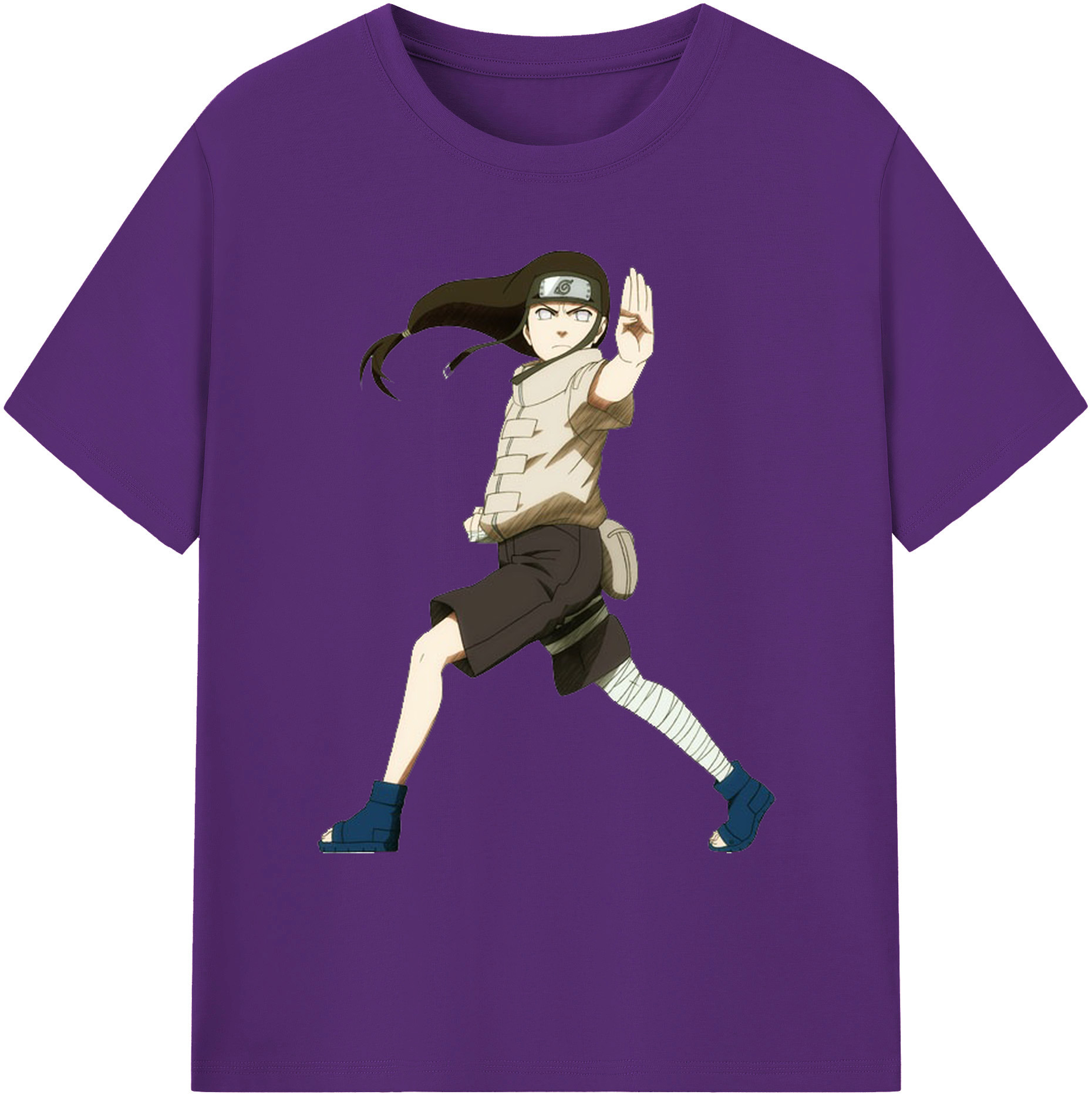 （画像用） NARUTO -ナルト- 日向ネジ Hyūga Neji 綿100％ メンズ半袖Tシャツ｜肌触りやわらか＆通気性