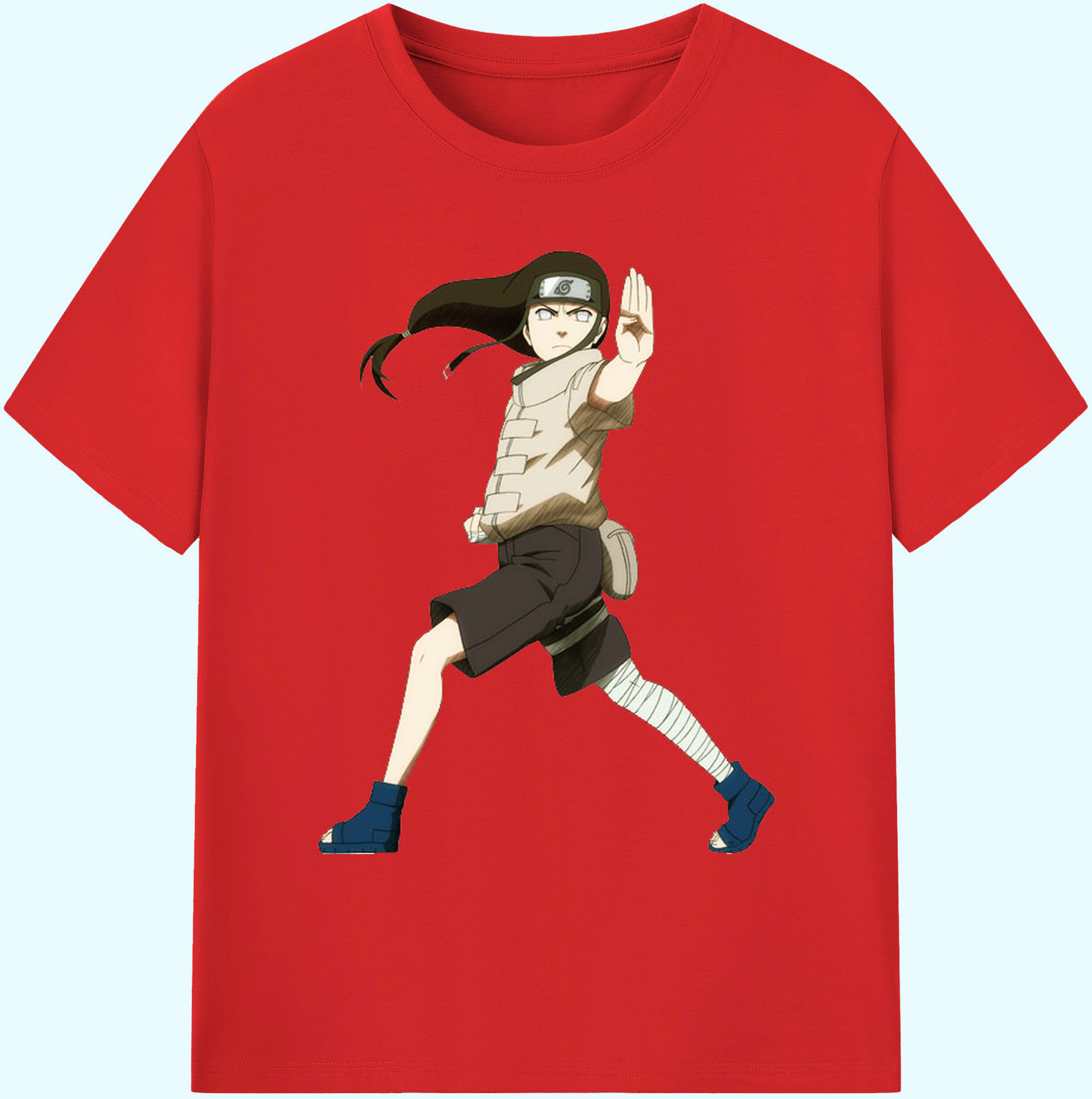 （画像用） NARUTO -ナルト- 日向ネジ Hyūga Neji 綿100％ メンズ半袖Tシャツ｜肌触りやわらか＆通気性