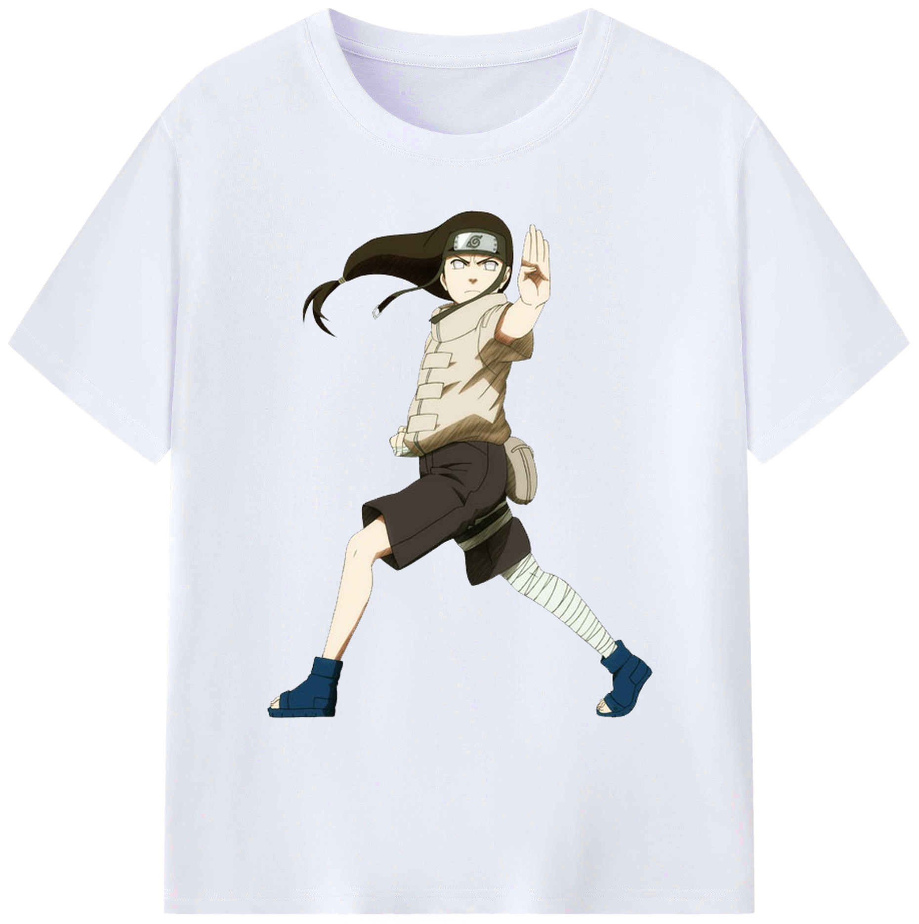 （画像用） NARUTO -ナルト- 日向ネジ Hyūga Neji 綿100％ メンズ半袖Tシャツ｜肌触りやわらか＆通気性