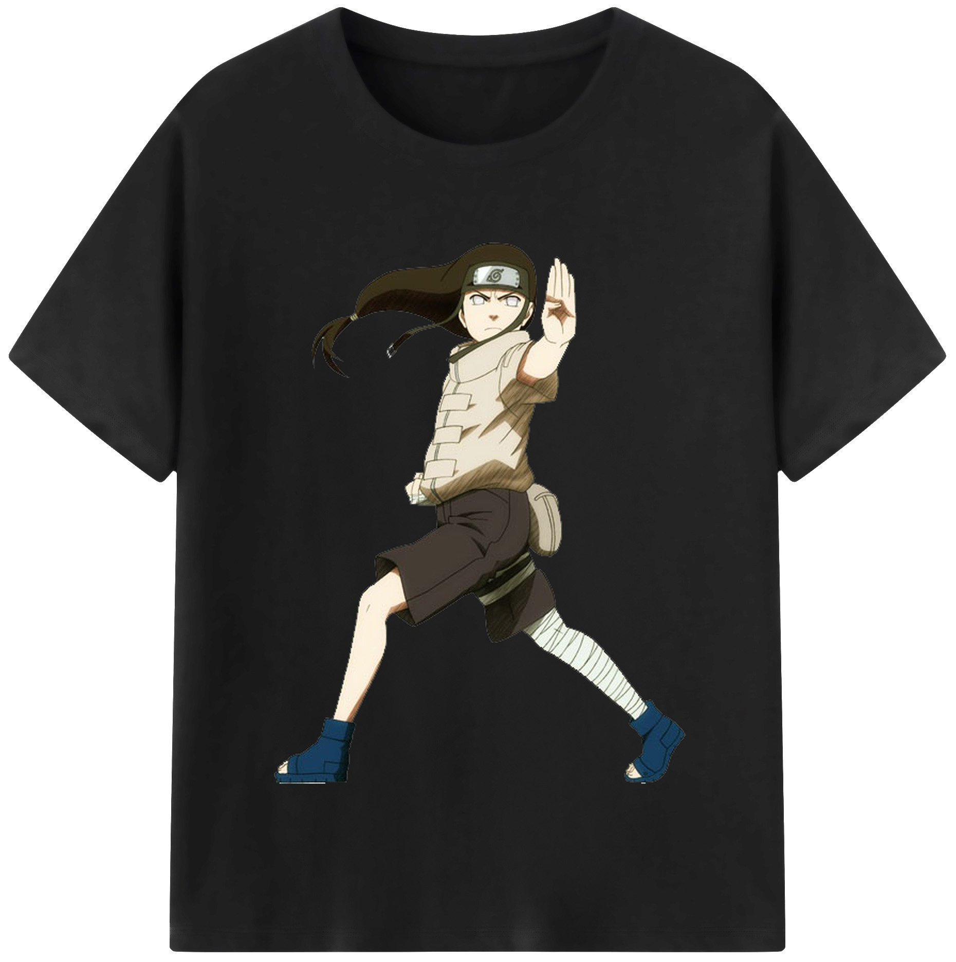 （画像用） NARUTO -ナルト- 日向ネジ Hyūga Neji レディースカジュアルプリントTシャツ（綿100％）