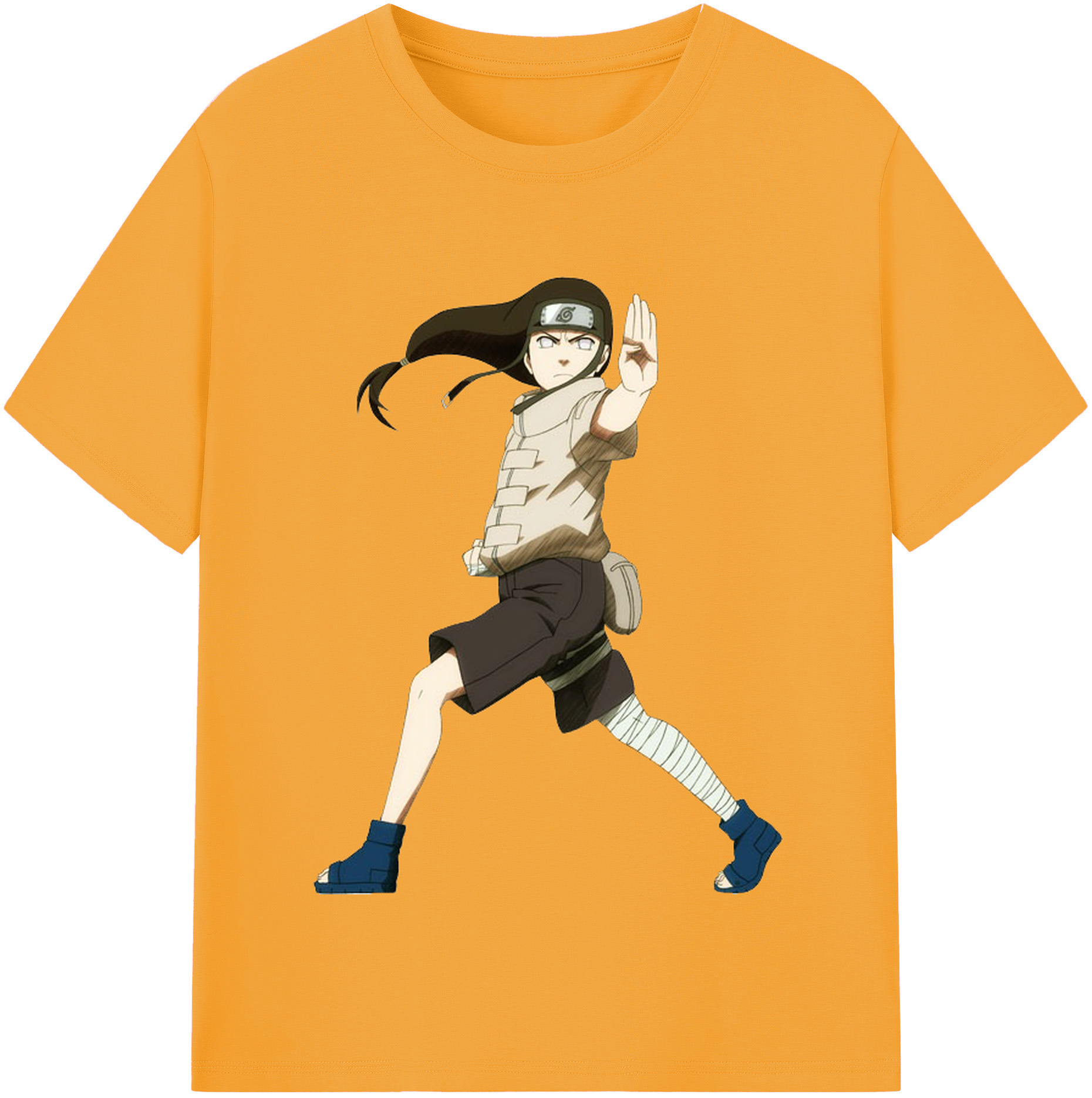 （画像用） NARUTO -ナルト- 日向ネジ Hyūga Neji レディースカジュアルプリントTシャツ（綿100％）