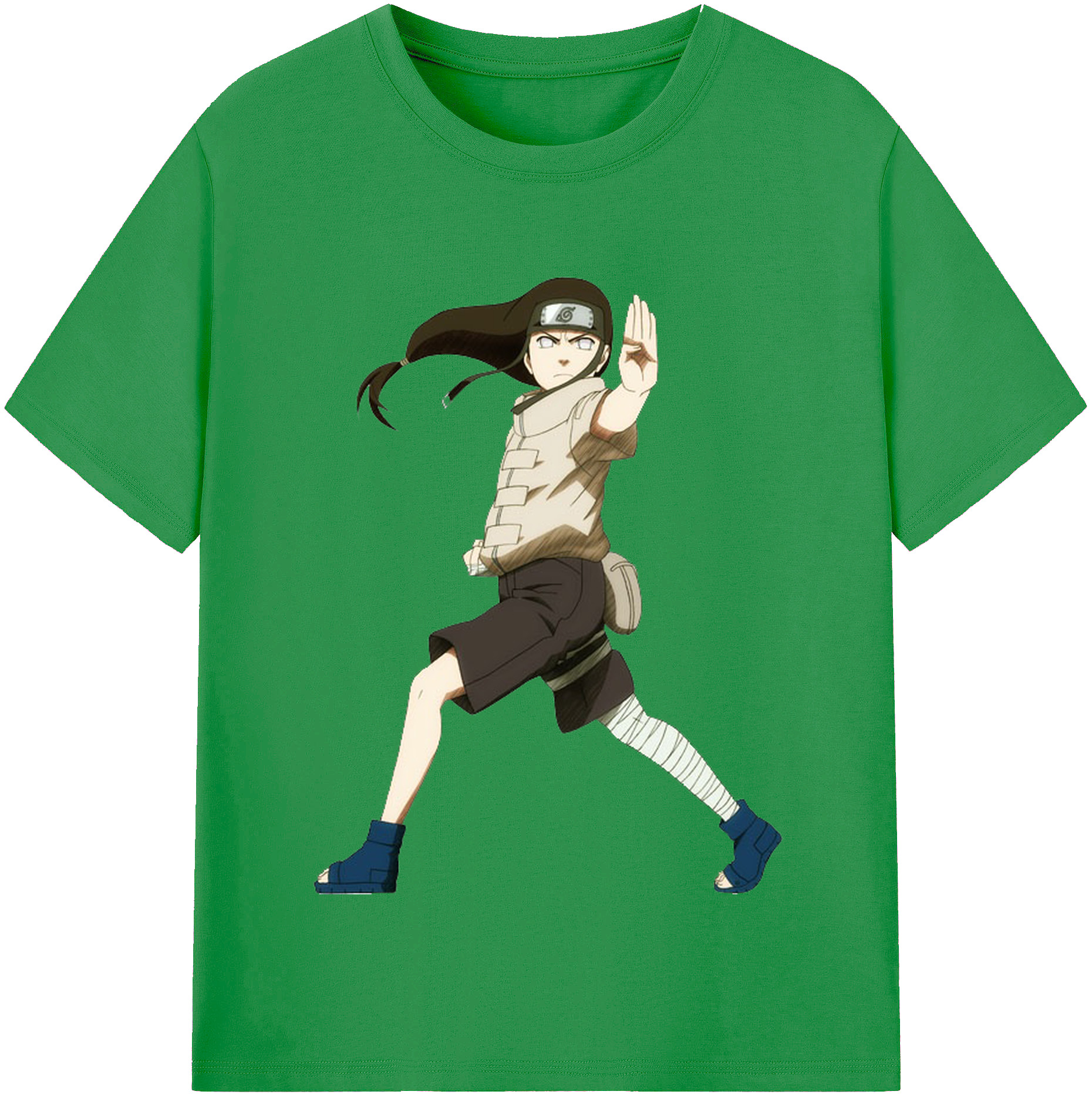 （画像用） NARUTO -ナルト- 日向ネジ Hyūga Neji レディースカジュアルプリントTシャツ（綿100％）