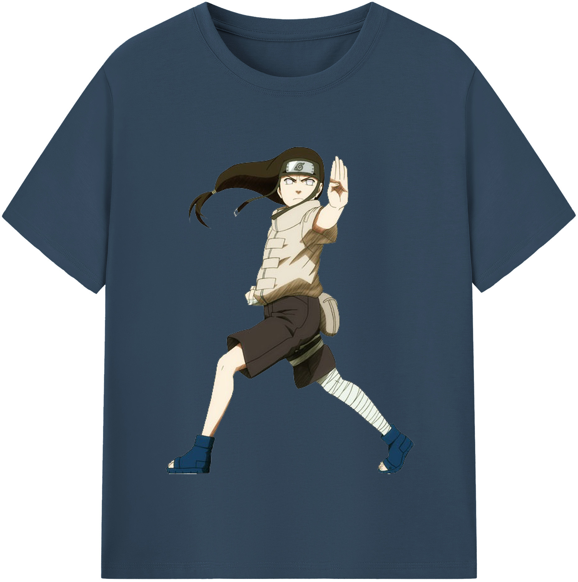 （画像用） NARUTO -ナルト- 日向ネジ Hyūga Neji レディースカジュアルプリントTシャツ（綿100％）