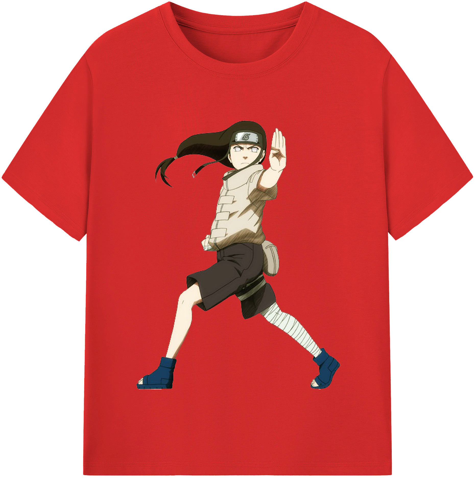 （画像用） NARUTO -ナルト- 日向ネジ Hyūga Neji レディースカジュアルプリントTシャツ（綿100％）