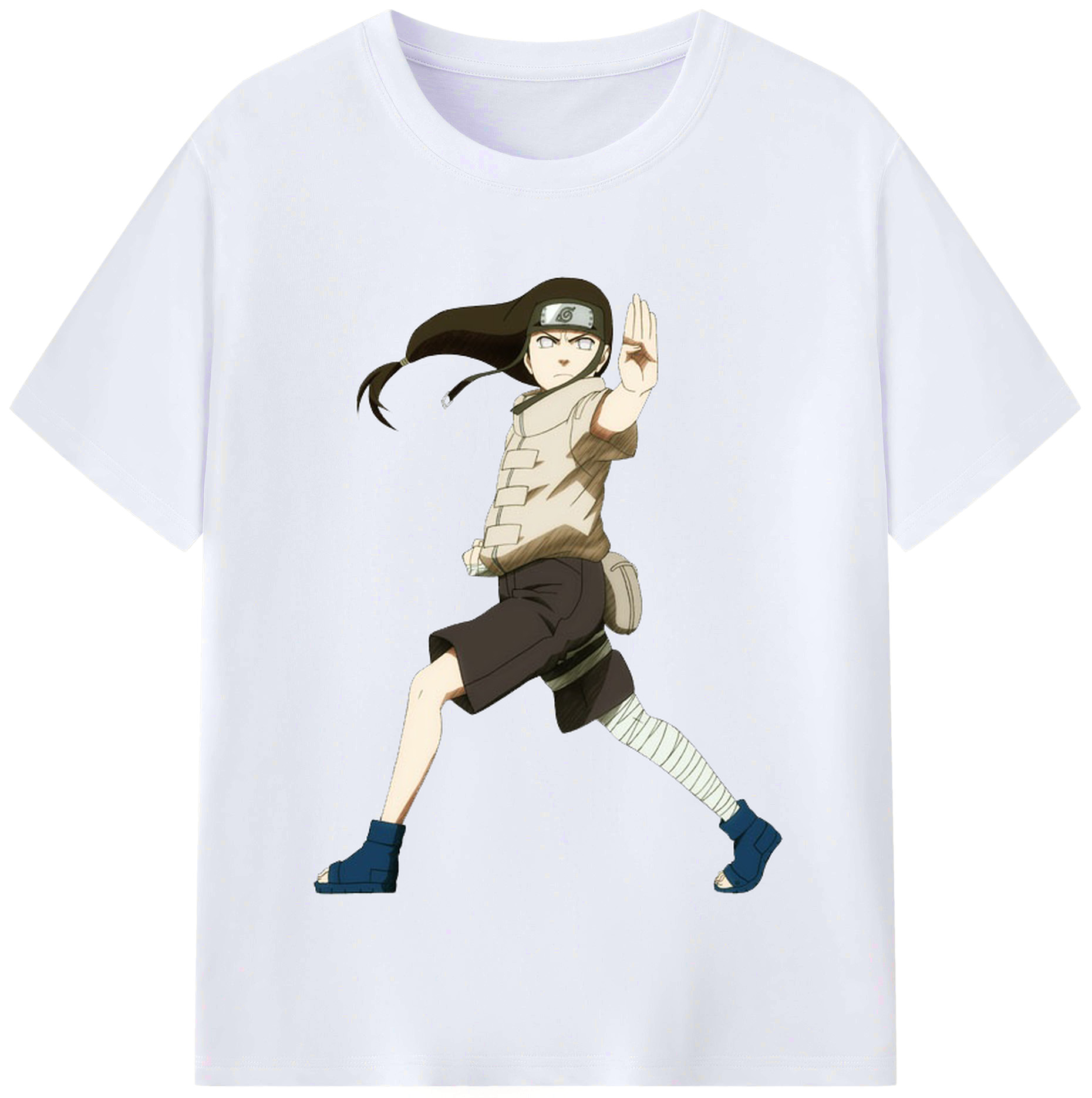 （画像用） NARUTO -ナルト- 日向ネジ Hyūga Neji レディースカジュアルプリントTシャツ（綿100％）