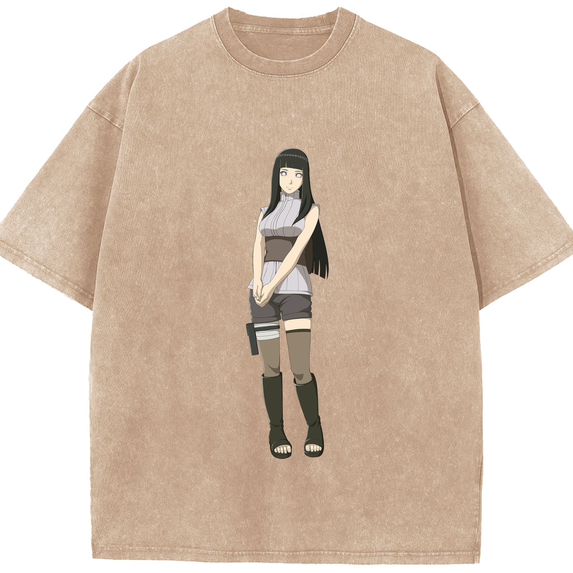 （画像用） NARUTO -ナルト- 日向ヒナタ Hyūga Hinata 綿100% ヴィンテージ風 半袖Tシャツ（フロントプリント）